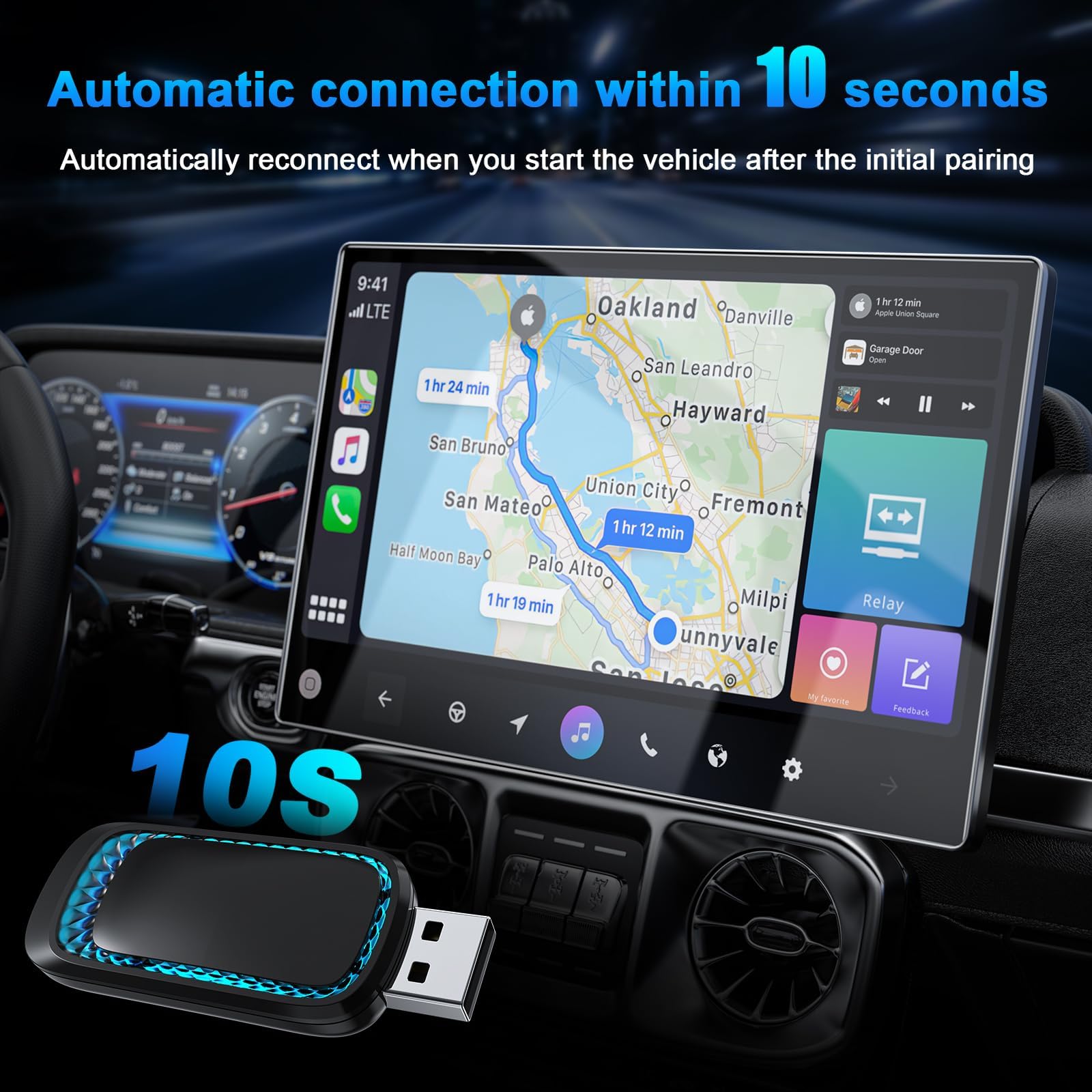 Wireless CarPlay & Android Auto Adapter for iPhone - 2-in-1 Auto Connect Dongle with Thermal Vent Design for Factory Wired Cars | Perfect for Commuting, Road Trips & Hands-Free Driving