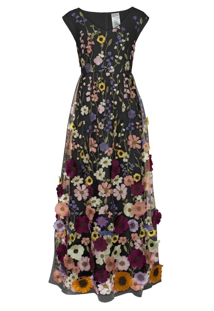 CHIC STAR Women's 3D Floral Applique Maxi Dress - Elegant Summer Beach Wedding Party Dress for Vacation, Date Night & Special Occasions