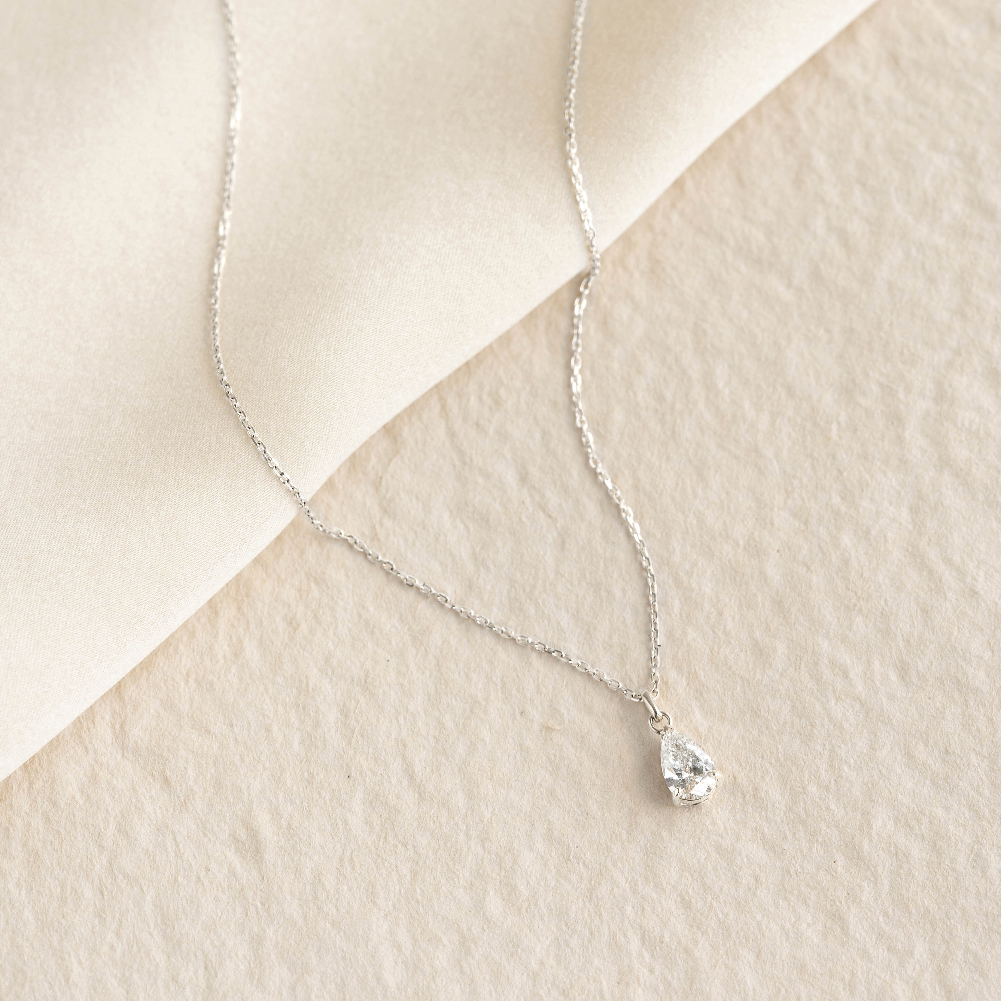 Exquisite Pear Cut Diamond Pendant Necklace in 14K White Gold - Perfect for Weddings, Anniversaries & Special Occasions
