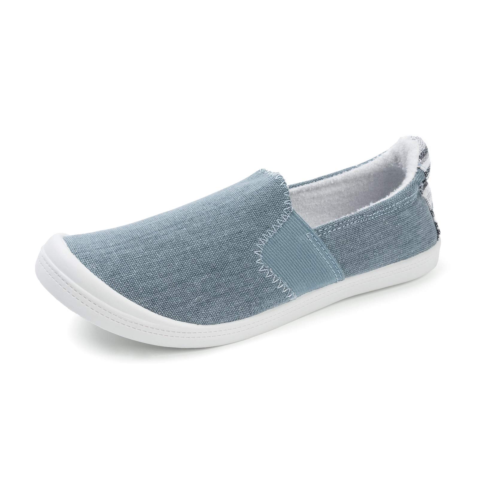 FunkyMonkey Women's Comfortable Low Top Canvas Slip-On Sneakers - Classic Casual Walking Shoes for Everyday Wear, Travel & Light Exercise