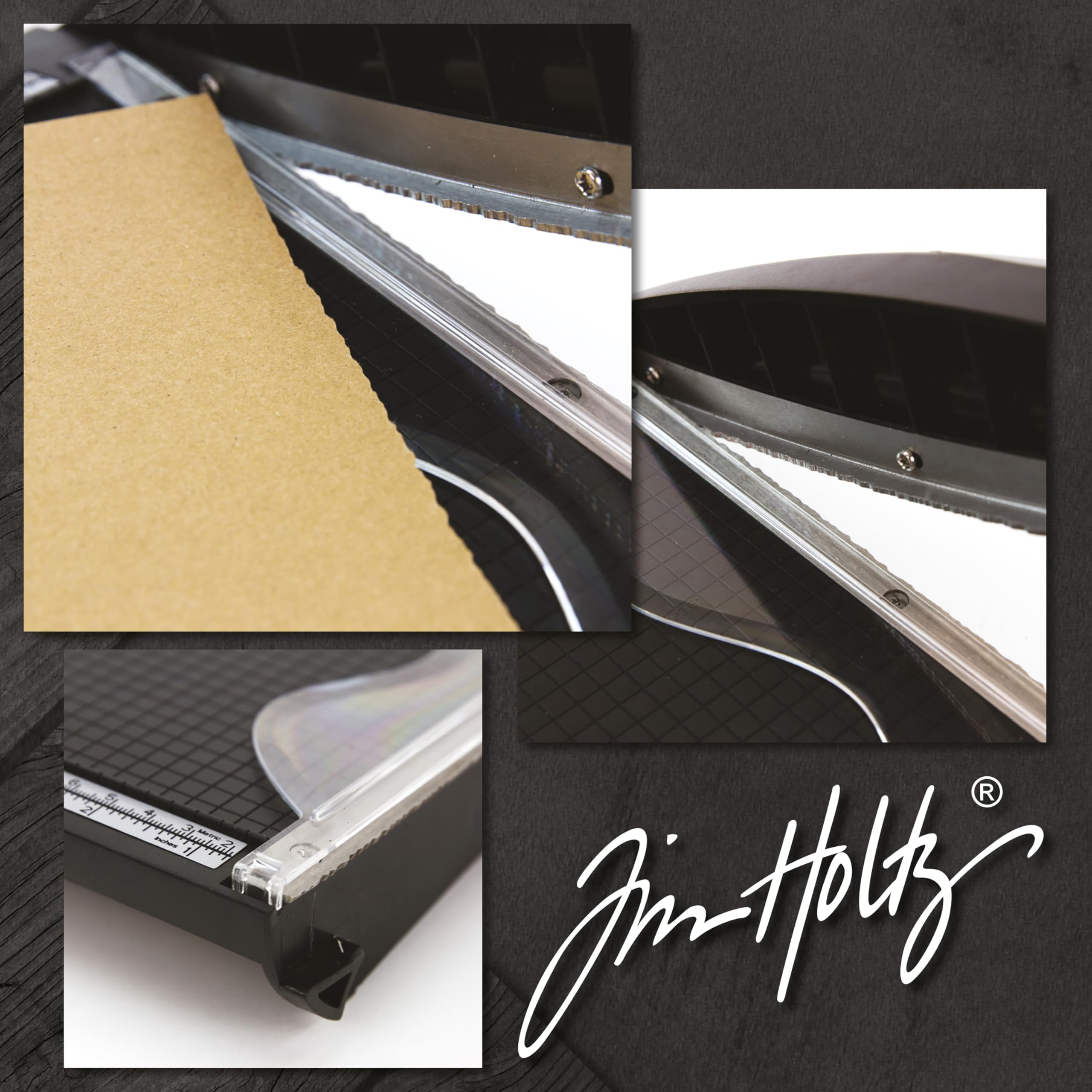 Tim Holtz 8.5 Inch Guillotine Paper Trimmer - Deckle Edge Tool for Scrapbooking, Card Making & Crafting - Distressed Paper Cutter with Ruler & Grid Lines - Perfect for DIY Projects, Cardstock, Photo Albums & Home Decor (White)