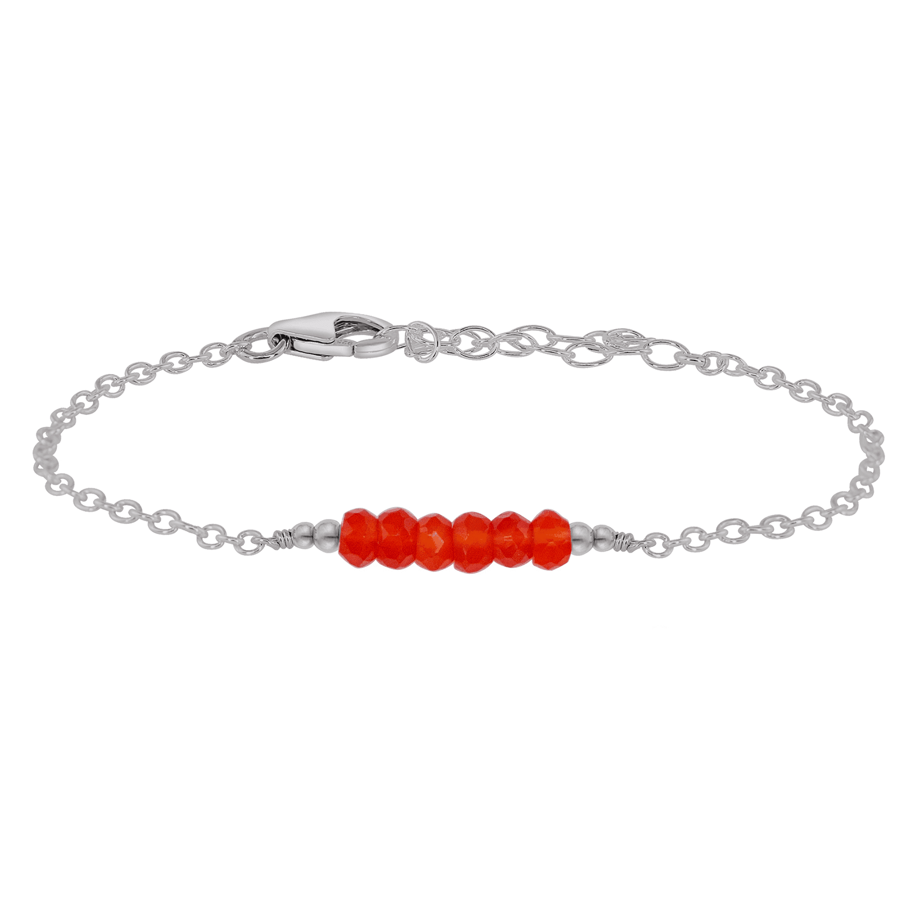 Sparkling Orange Carnelian Gemstone Faceted Bead Bar Bracelet for Women - Handmade Healing Crystal Jewelry for Meditation, Yoga & Positive Energy