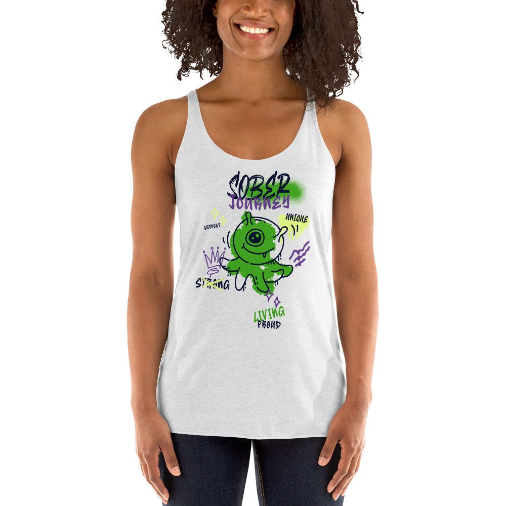 Alien Sober Quest Women's Racerback Tank Top - Intergalactic Recovery Series | Workout & Yoga Activewear