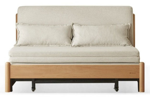 Solid Beech Wood Sofa Bed - Convertible Sleeper Sofa for Small Spaces, Guest Room & Living Room - Comfortable & Space-Saving Furniture