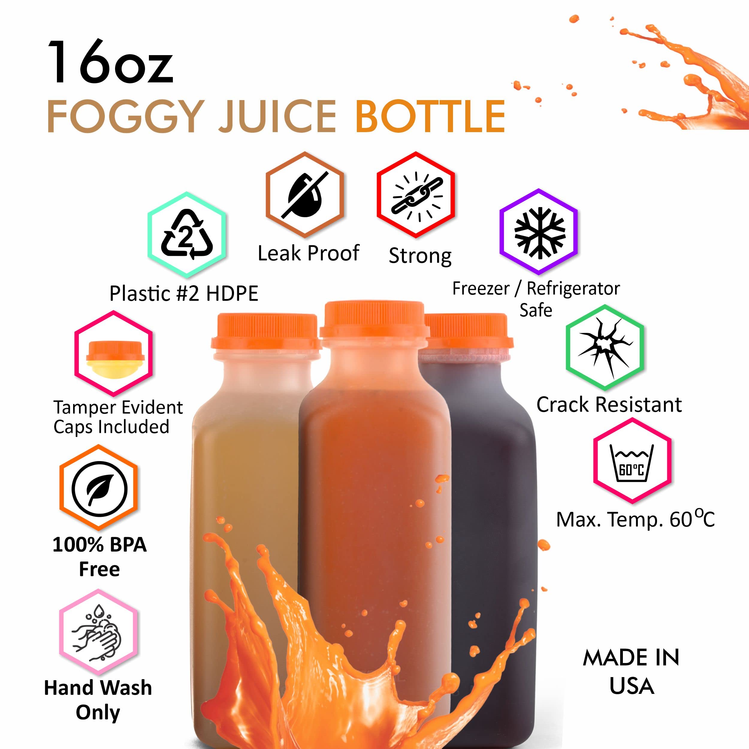 **EcoQuality 16oz Empty Plastic Juice Bottles with Tamper Evident Caps - BPA-Free Smoothie & Drink Containers for Juices, Milk, Meal Prep, Picnics & On-the-Go (Pack of 300) - Perfect for Home, Cafes & Catering**