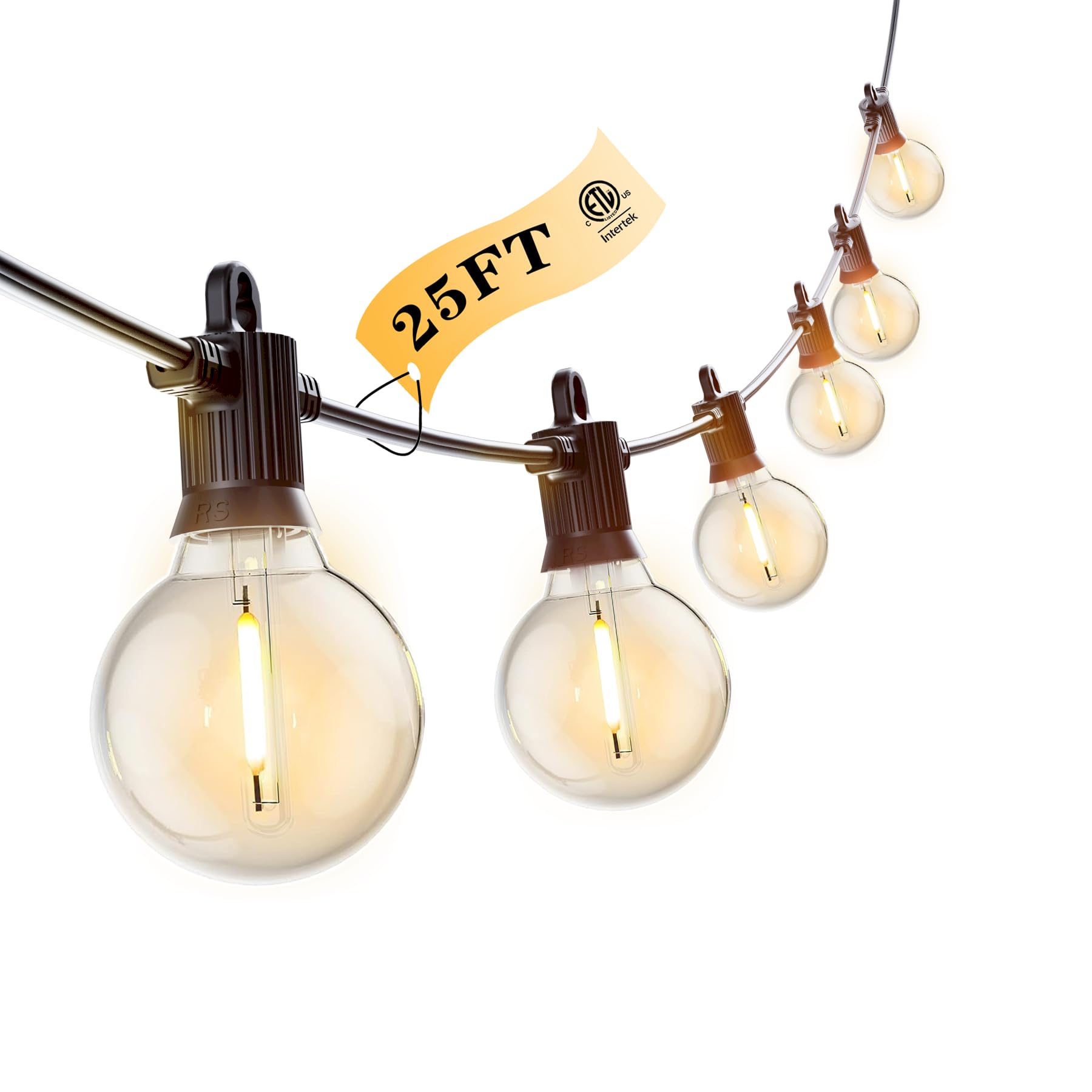 Kawaya 25 FT Outdoor LED String Lights with 12+1 Shatterproof Edison Bulbs - IP65 Waterproof Dimmable Hanging Lights - 2700K Warm White for Patio, Yard, Porch, Deck, Bistro | Perfect for Backyard Parties, Wedding Decor & Outdoor Dining