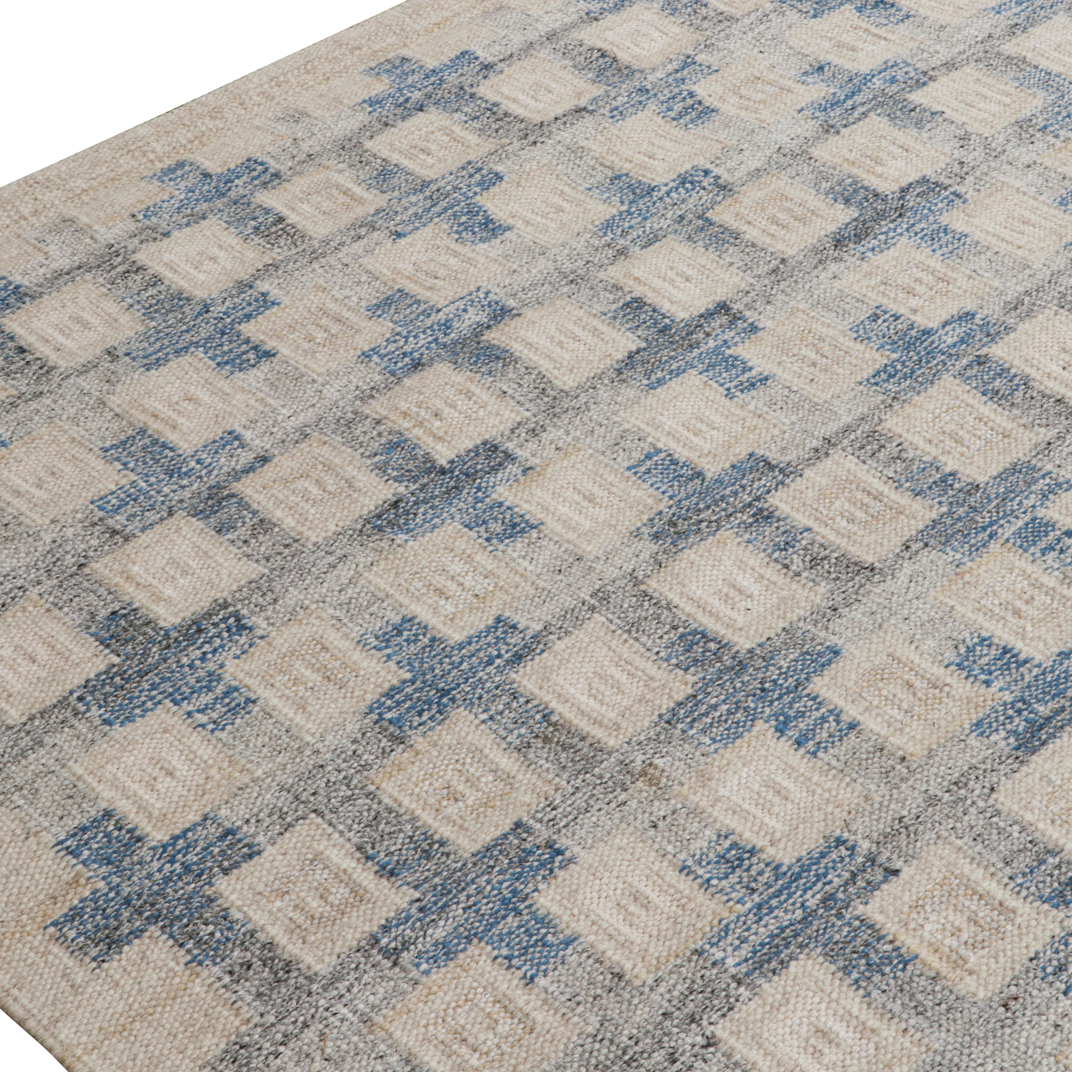 Premium Blue Swedish Flatweave Rug 10'1 x 14' - Handmade Scandinavian Design for Living Room, Bedroom & Dining Area Decor
