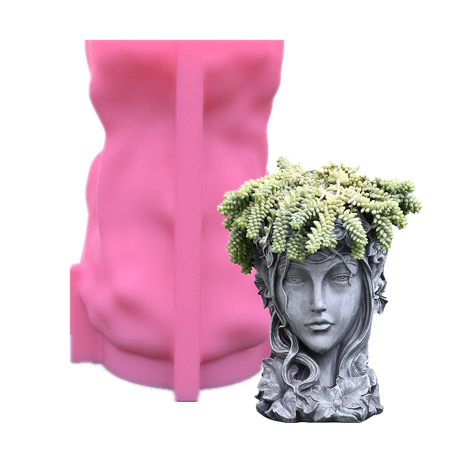 Girl Head Flower Pot Epoxy Resin Mold - DIY Silicone Candle Holder & Succulent Planter Mold for Concrete, Clay, Resin Casting - Perfect for Home Decor, Wedding Centerpieces & Garden Planters