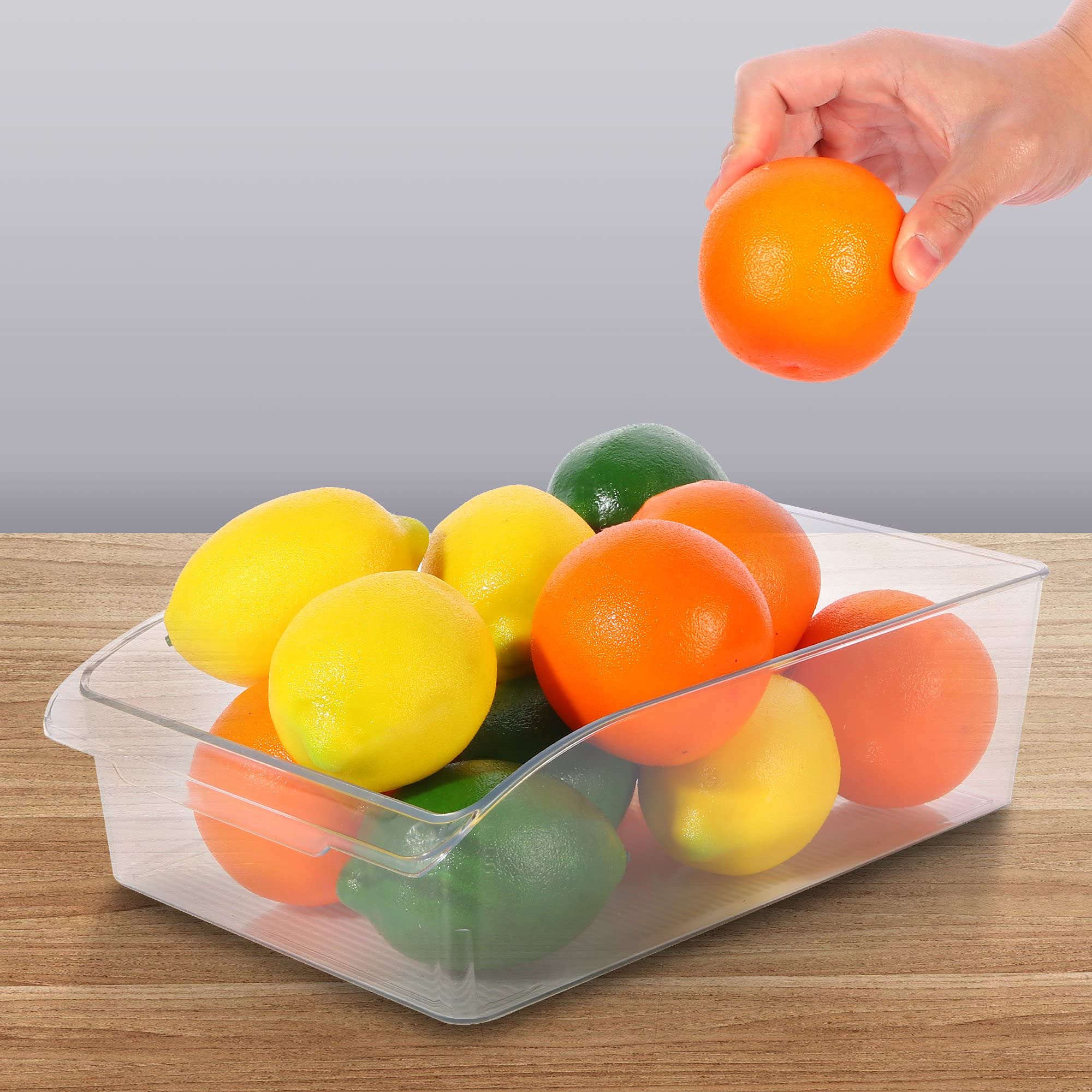 ROSELIFE 2-Pack Clear Plastic Refrigerator Organizer Bins - BPA Free Food Storage Containers for Fridge, Freezer, Pantry & Kitchen Cabinet (12.2