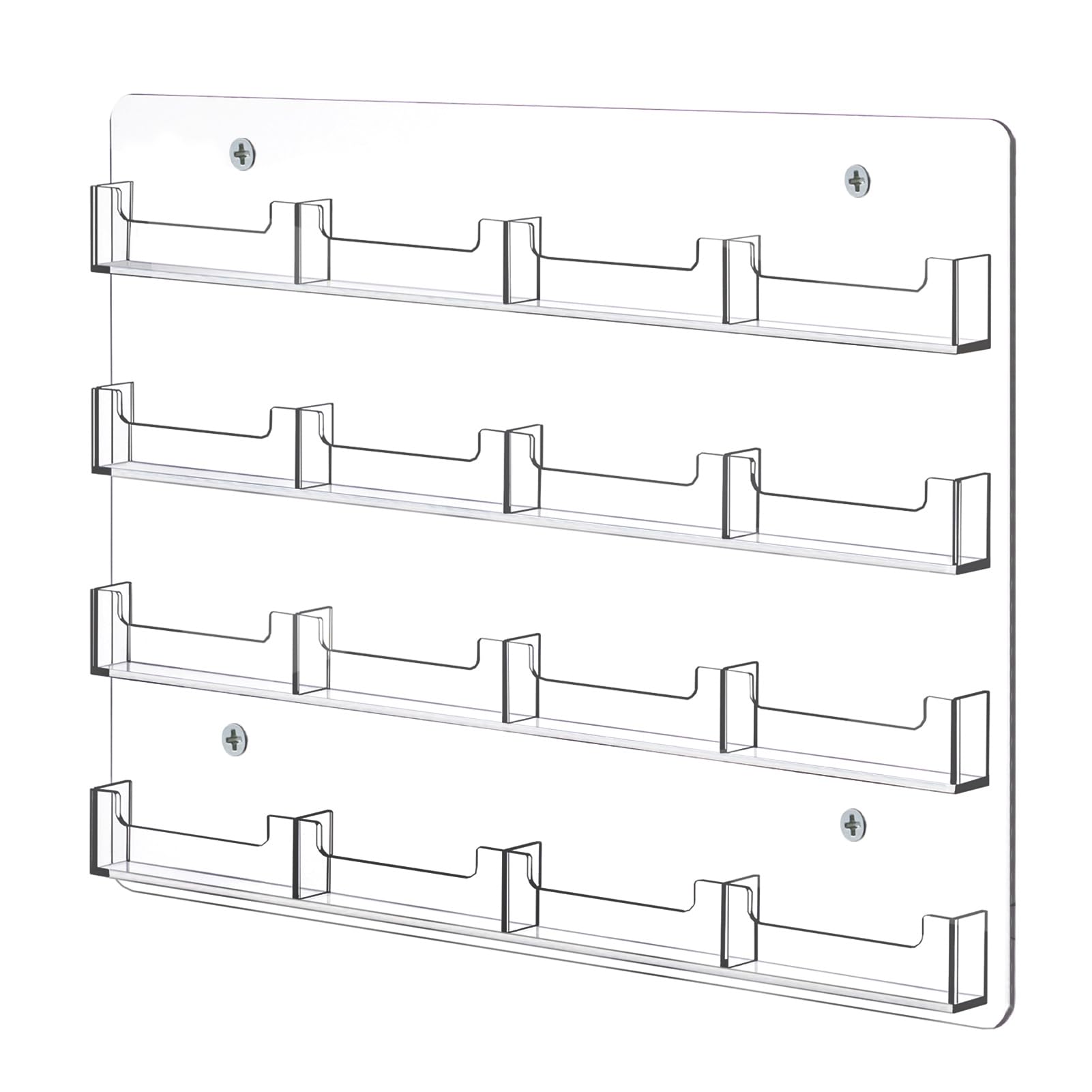 Clear Acrylic Business Card Holder - Wall Mount Sticker Display Rack with 16 Pockets for Organizing Gift Cards, Brochures & Business Cards | Perfect for Offices, Retail Stores & Trade Shows