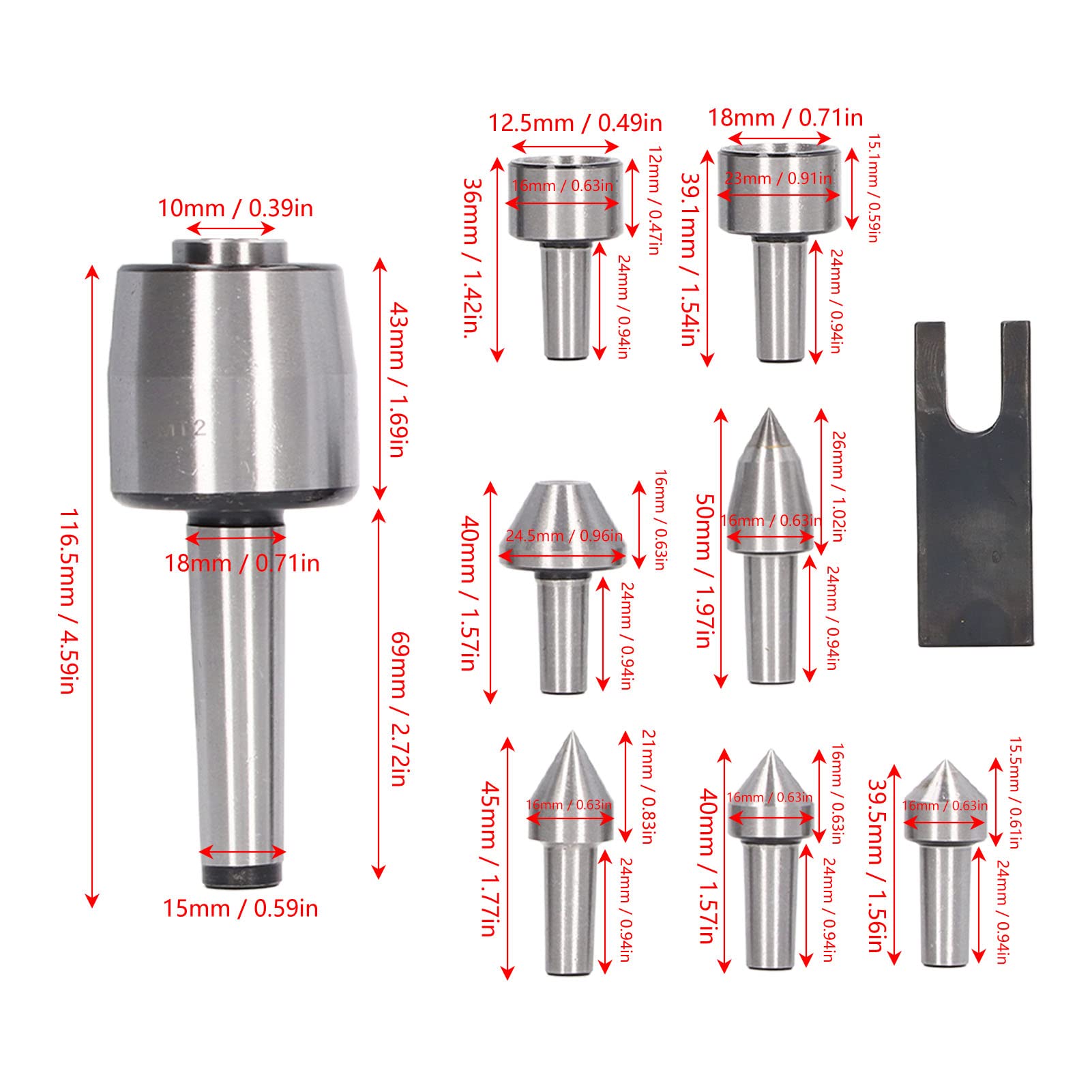 High Carbon Steel Live Center Tailstock - Precision Lathe Tool for High Speed Turning | Durable Revolving Turning Center for Metalworking & Woodworking Projects