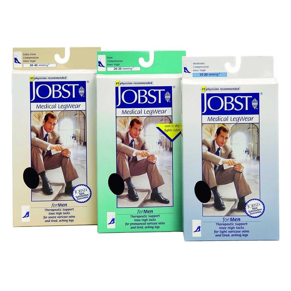 BSN Medical 115403 JOBST Men's Compression Socks - Thigh High 20-30 mmHg Closed Toe X-Large Khaki - Ideal for Varicose Veins, Edema & Post-Surgery Recovery