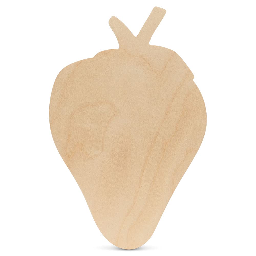 50 Pack Unfinished Wooden Strawberry Cutouts - 12 Inch DIY Craft Wood Shapes for Summer Beach Decor, Wedding Party Favors, Scrapbooking & Kids Art Projects - by Woodpeckers