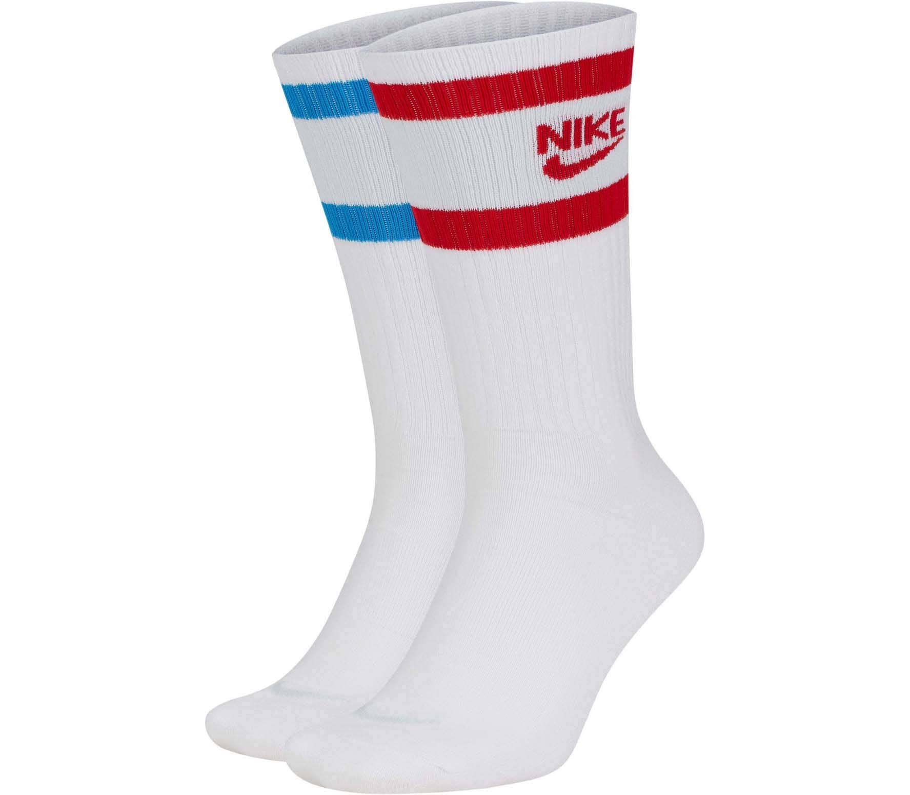 Nike Heritage Crew Socks - White/Red/Blue - Large Size - Comfortable Athletic Socks for Men & Women - Perfect for Running, Gym, Sports & Casual Wear