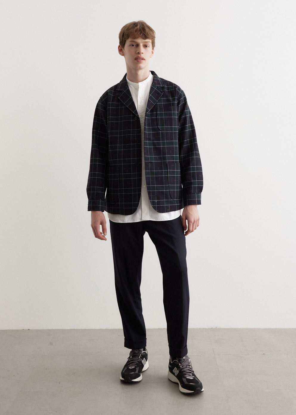 4B Cuffs Jacket - Premium Wool Pea Coat for Men & Women | Classic Checkered Pattern | Perfect for Fall & Winter Fashion, Office Wear & Outdoor Activities