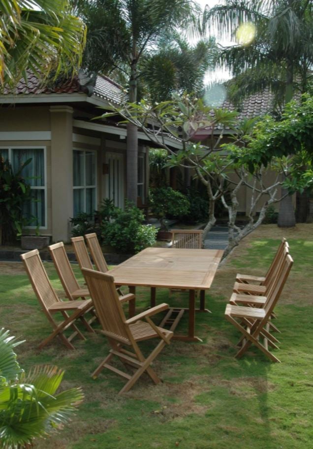 Anderson Teak Valencia Classic 11-Piece Outdoor Dining Set - Weather-Resistant Patio Furniture for Backyard, Garden & Poolside Dining (Set 32B)