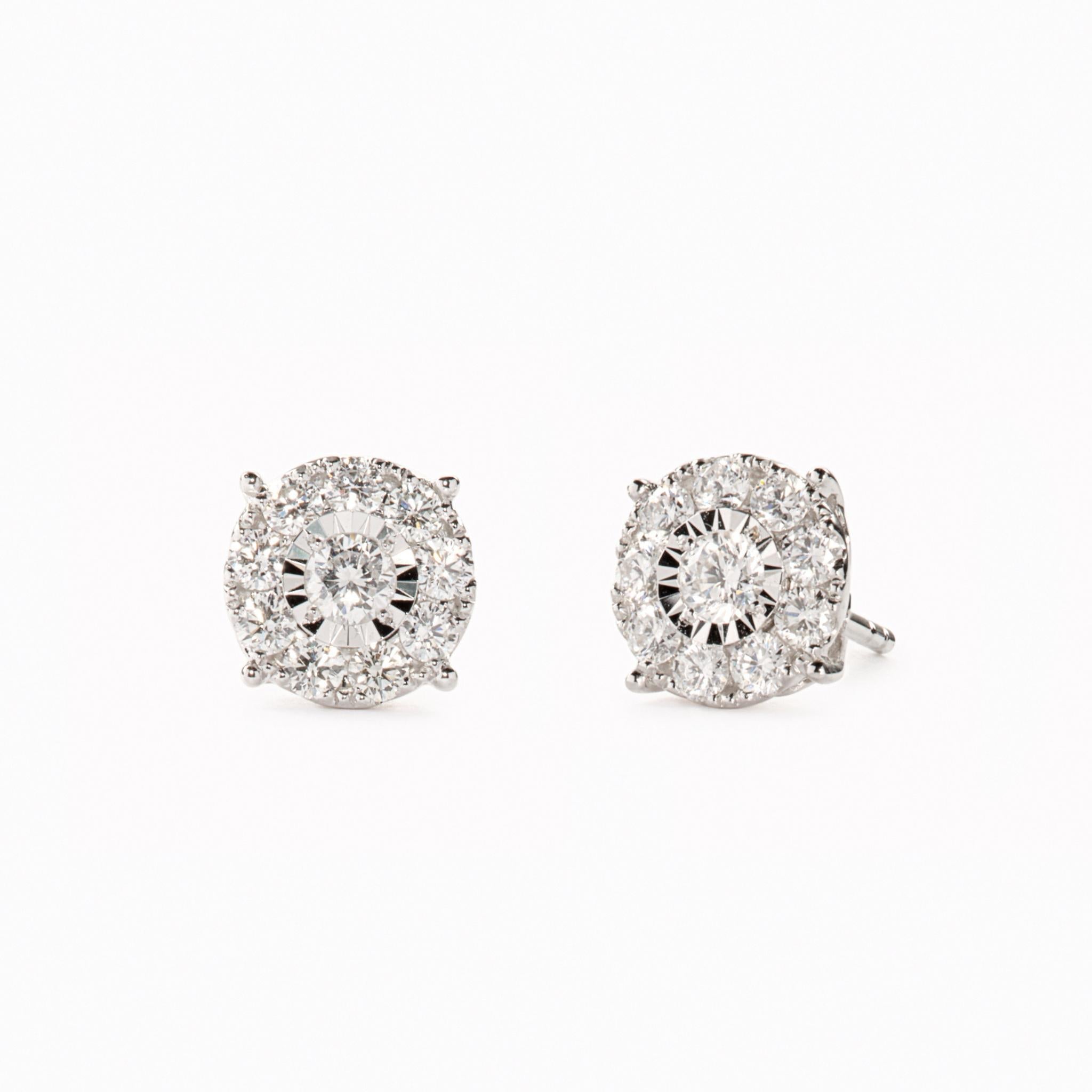 2 Carat Diamond Stud Earrings for Women - Round Cut Miracle Plate Earrings for Everyday Wear & Special Occasions