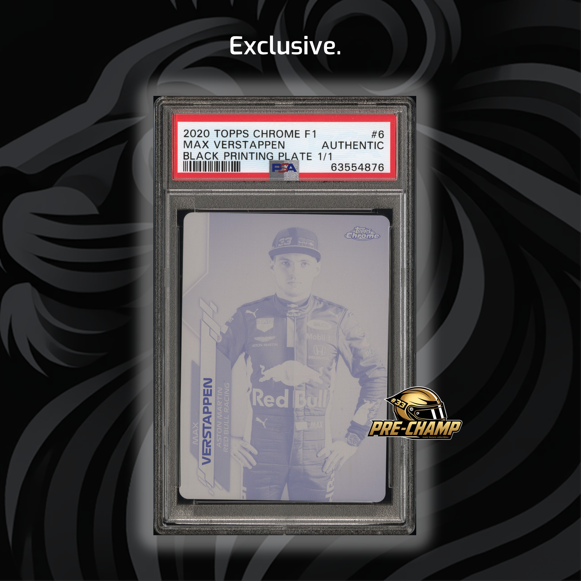 Max Verstappen #6 Black Printing Plate Chrome 2020 Rookie Card - Limited Edition Collectible for Formula 1 Fans & Sports Memorabilia Enthusiasts