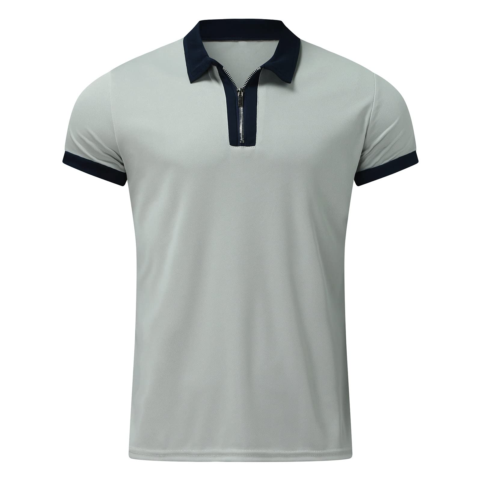 Men's Casual Polo Shirt - Short Sleeve Zipper Summer T-Shirt | Slim Fit Printed Turn-Down Collar Golf Tee | Perfect for Golf, Office & Summer Outings