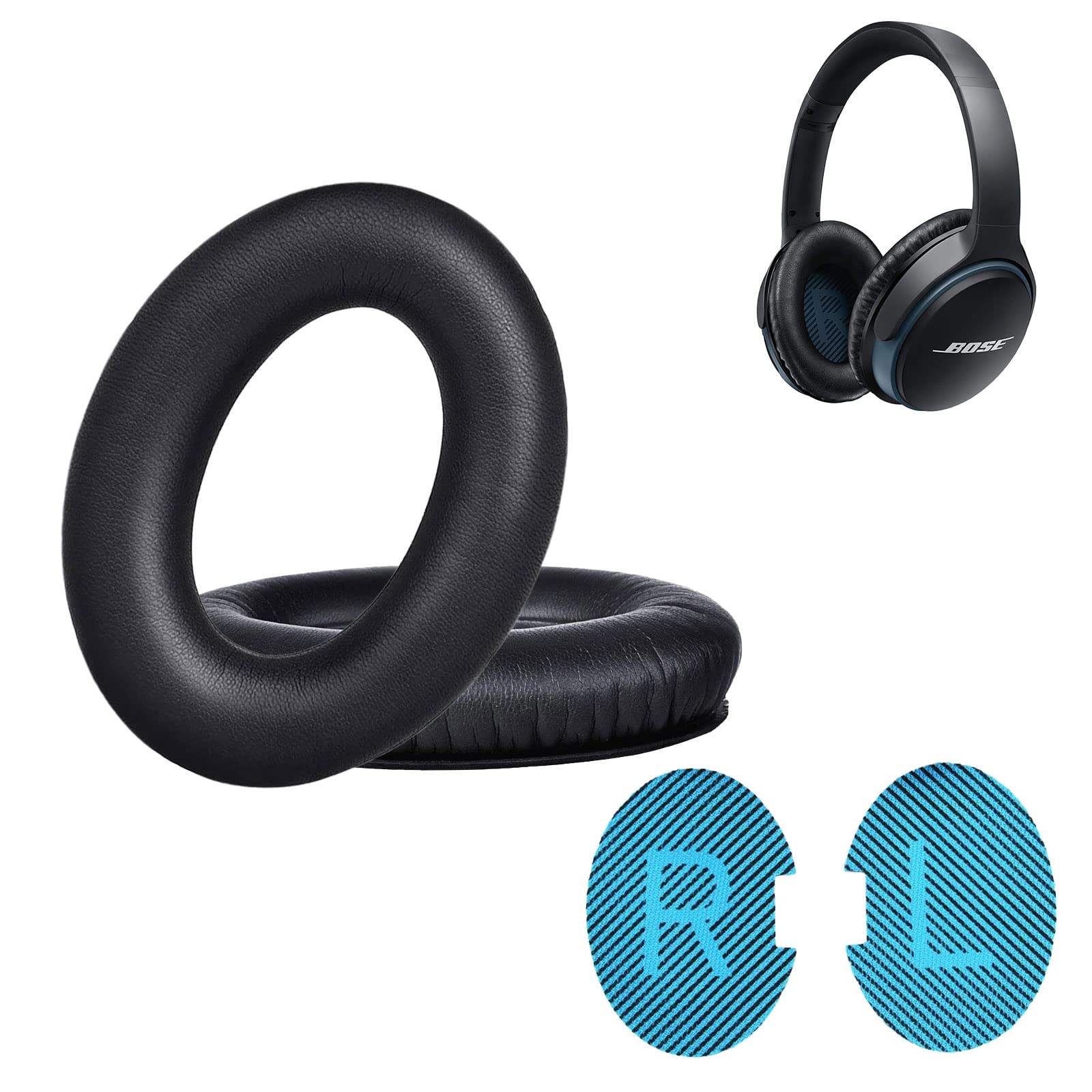 Bose QuietComfort 35/25/15/QC2 Replacement Ear Cushion Pads - Premium Protein Leather & Memory Foam Ear Pads for Bose QC35 QC25 QC15 Headphones - Perfect for Travel, Office & Noise Isolation