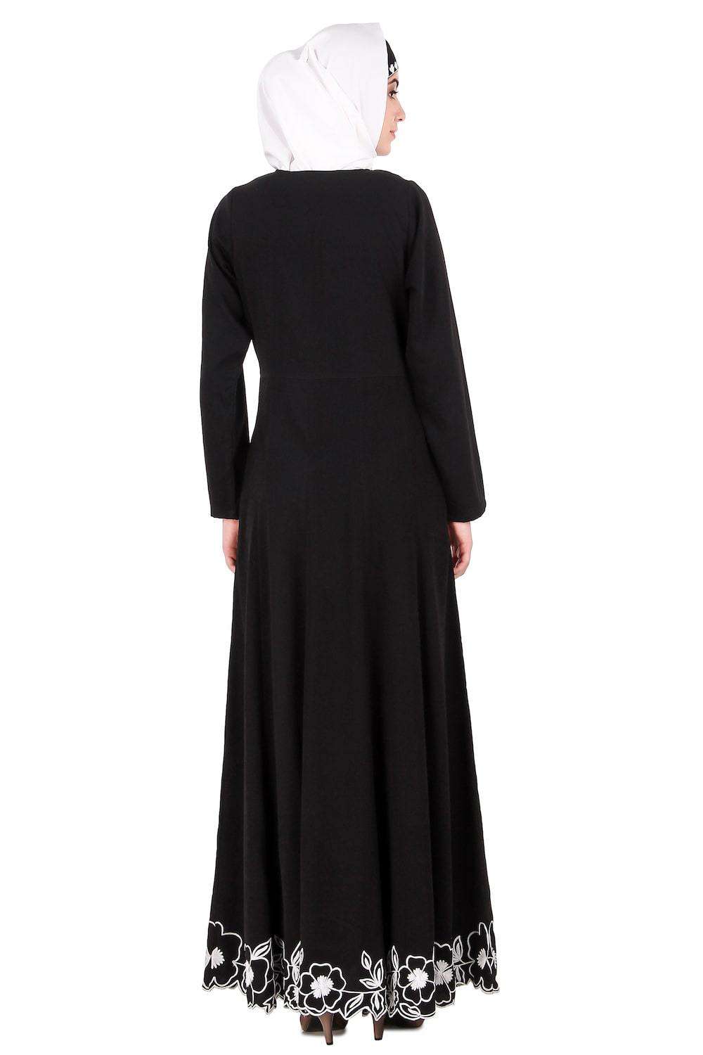 Embellished Scalped Bottom Anarkali Abaya - Elegant Muslim Women's Dress for Special Occasions & Weddings