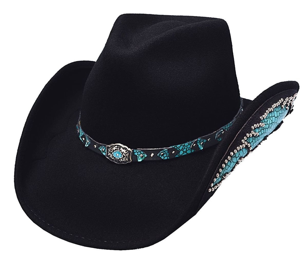 Natural Beauty Wool Felt Western Cowboy Hat - Black (Medium) | Vintage Style Cowboy Hat for Men & Women | Perfect for Rodeo, Country Music Festivals & Outdoor Adventures