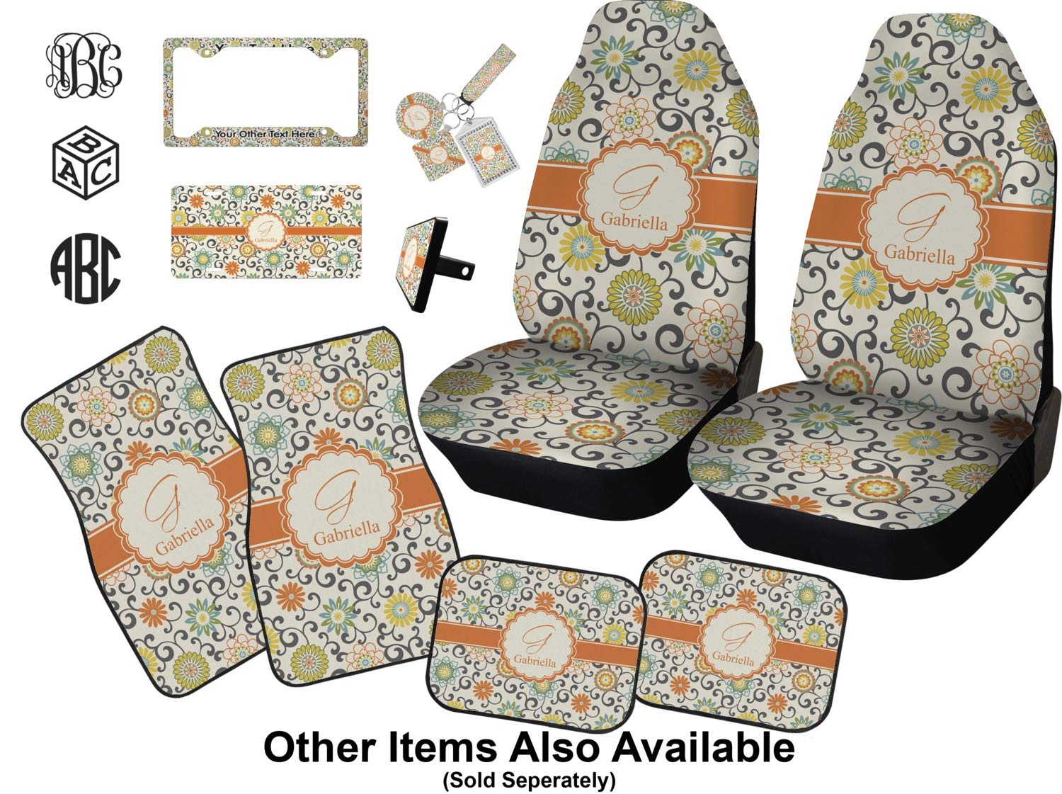 Custom Swirl & Floral Design Car Floor Mats Set - 2 Front & 2 Rear Mats for Cars, SUVs & Trucks | Waterproof & Non-Slip Protection | Perfect for Daily Commute, Road Trips & Family Travel