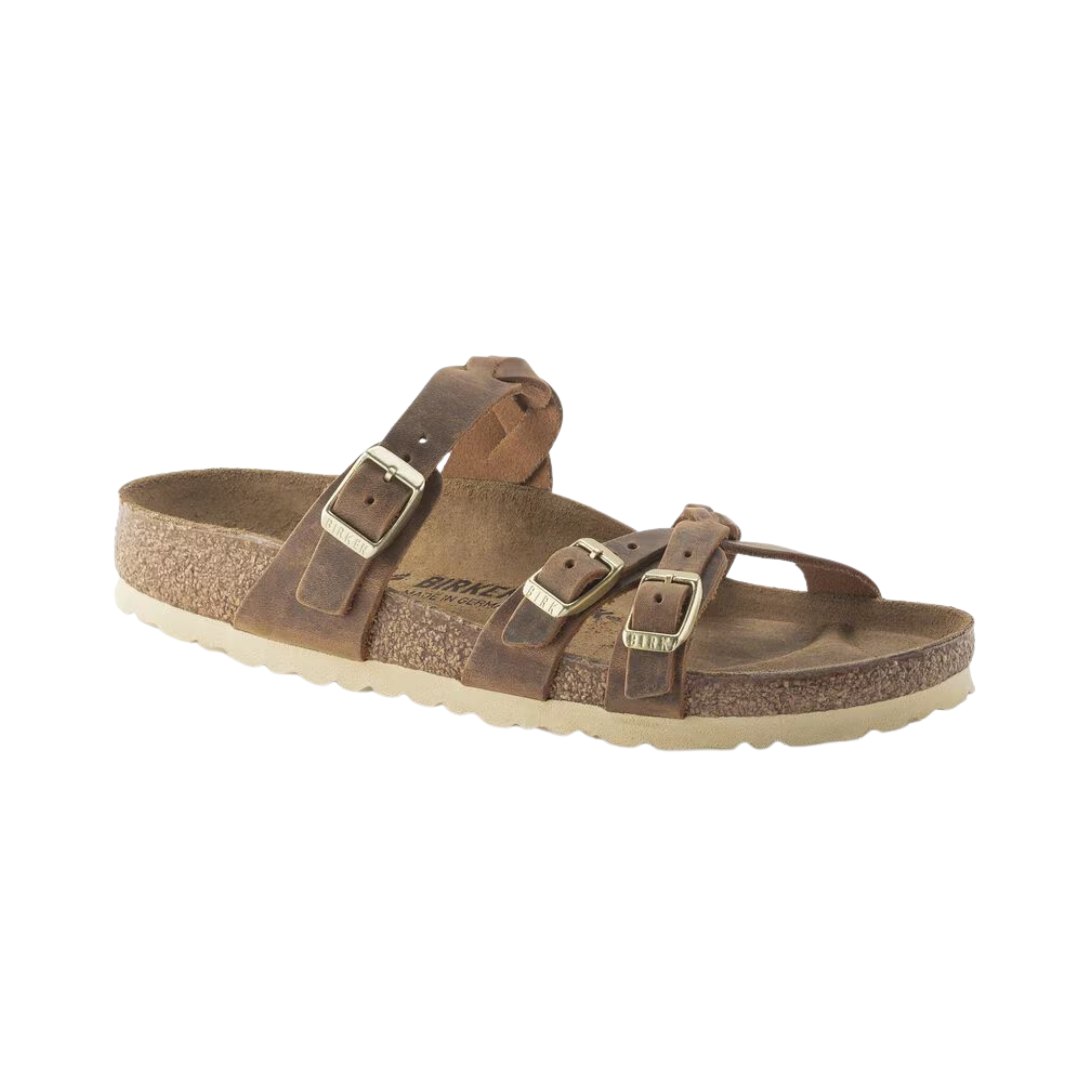 Women's Franca Braided Leather Sandals - Genuine Oiled Leather in Cognac Brown | Comfortable & Stylish for Summer Outfits, Beach Vacations & Casual Wear