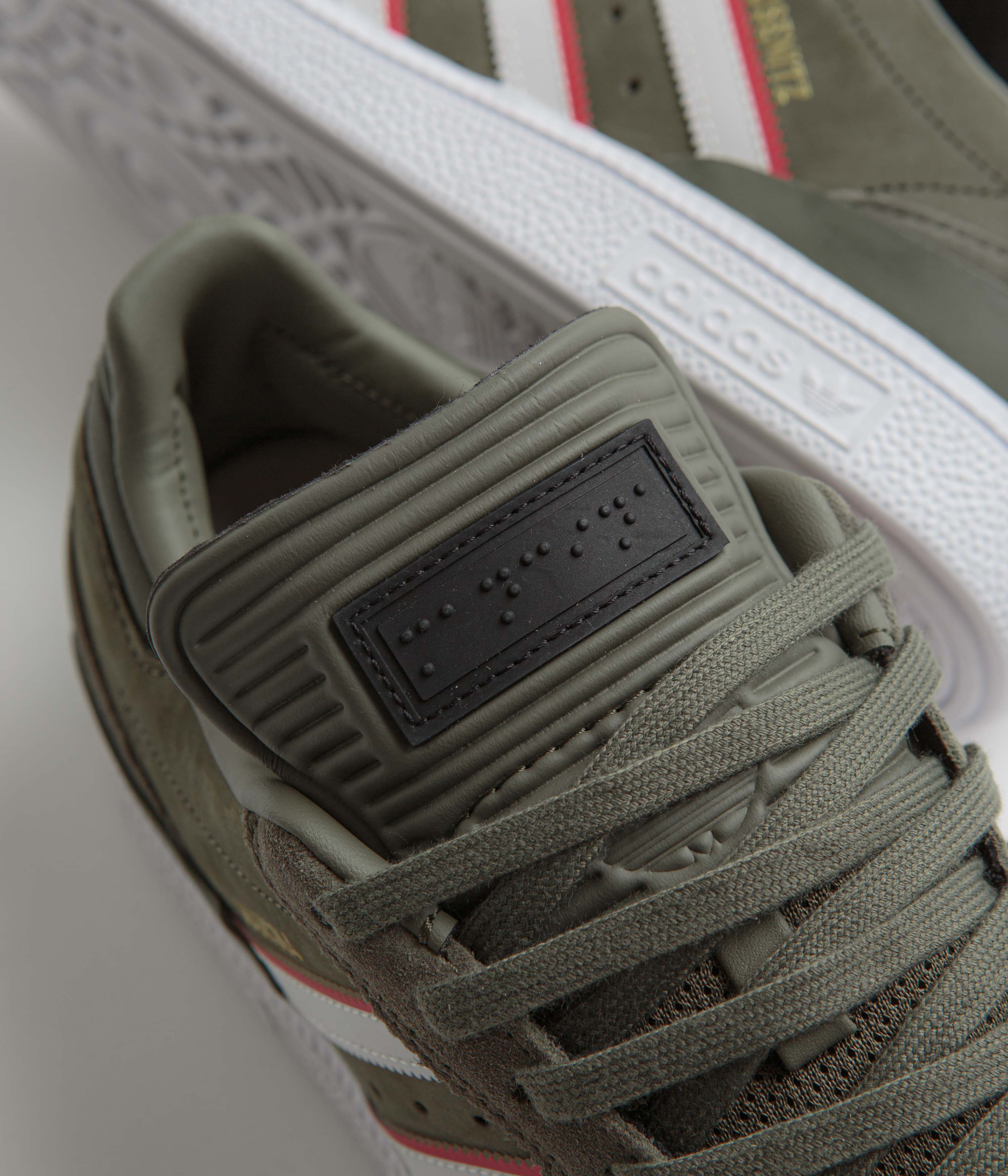 Adidas x Dan Mancina Busenitz Sneakers - Olive Strata/Red/FTWR White - Men's Skateboarding Shoes for Street Style & Urban Fashion