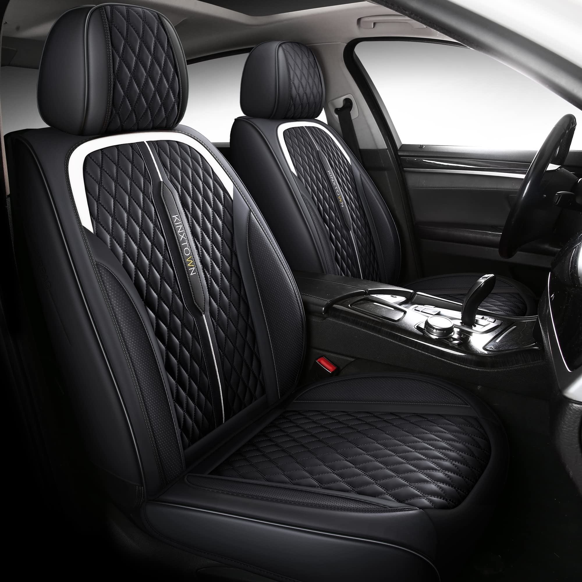 Premium Faux Leather Car Seat Covers Full Set - Universal Fit for Cars, SUVs & Trucks - 5-Passenger Leatherette Auto Interior Accessories - Perfect for Road Trips, Commuting & Vehicle Protection