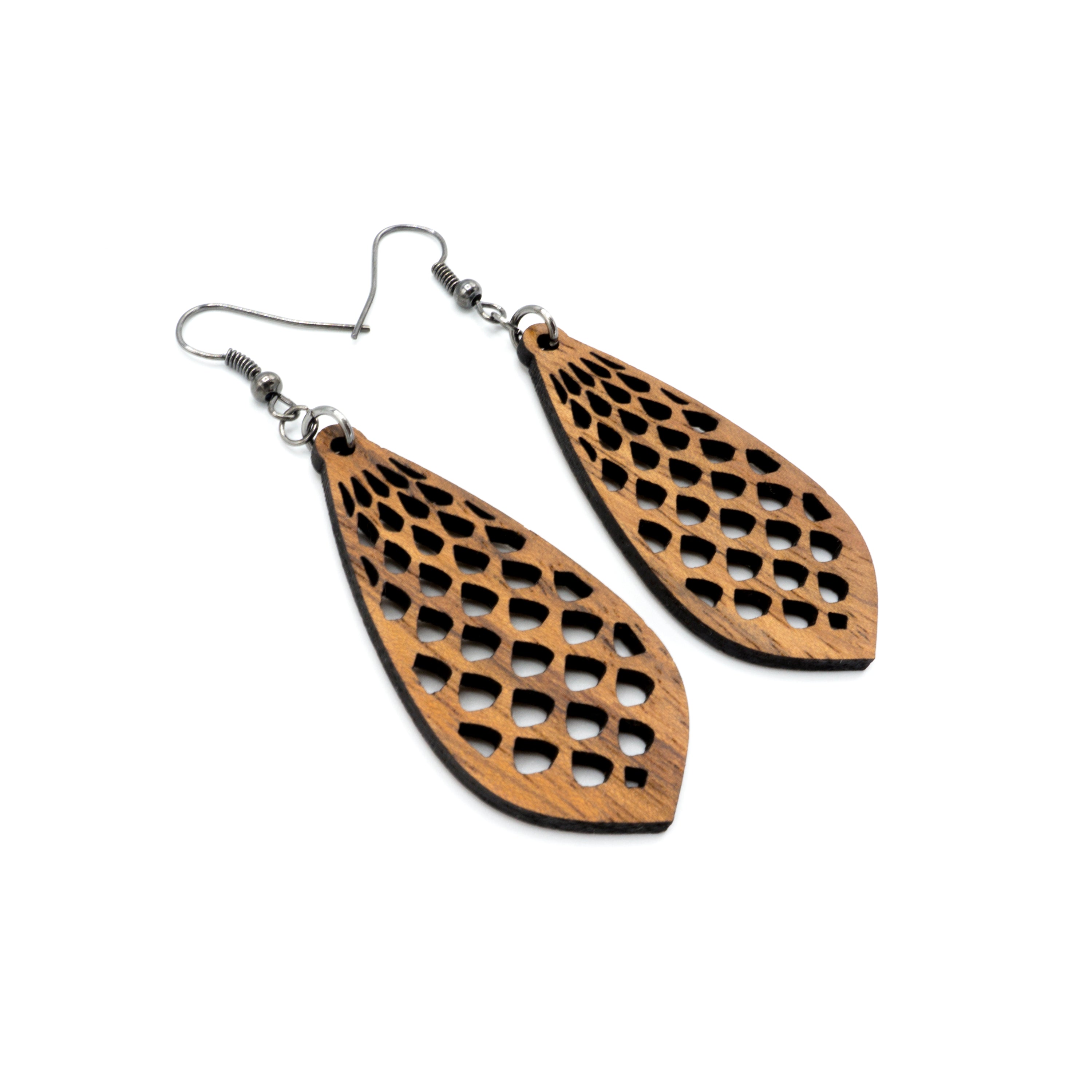 Gem Point 01 Wooden Earrings for Women - Handcrafted Jatoba Wood Dangle Earrings | Boho Chic Jewelry for Casual Wear, Parties & Special Occasions