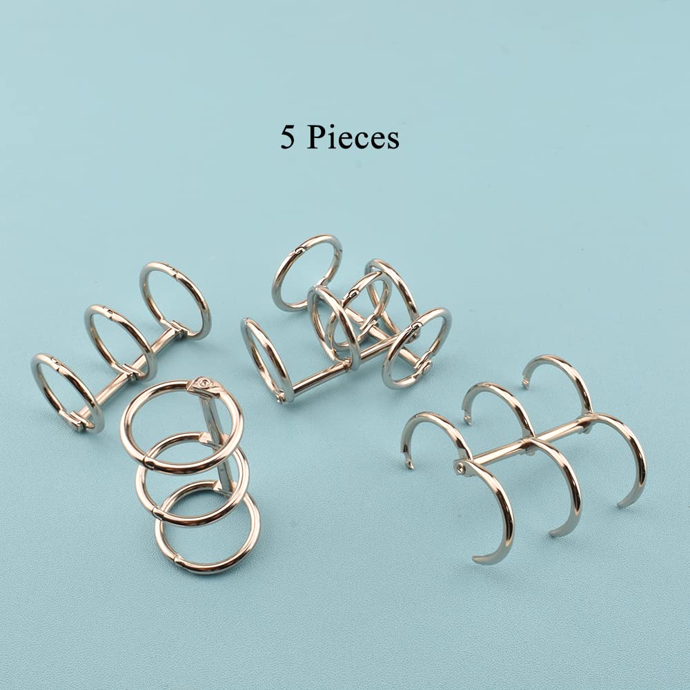 HAHIYO 5-Pack 20mm (0.8 Inch) Stainless Steel Binder Rings - 3-Ring Snap Split Hinged Design for DIY Notebooks, Photo Albums, Scrapbooking | Durable Metal Book Rings for Office Organization, Craft Projects & Travel Journals - Perfect for School Supplies, Home Office & Creative DIY Projects | Ideal for Document Binding, Planner Accessories, and Art Journals