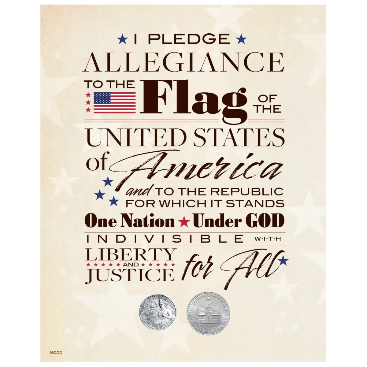 UPM Global 16220 Bicentennial Commemorative Coin Set - 1976 Pledge of Allegiance Quarter & Half Dollar with Display Mat | Perfect for Coin Collectors, Patriotic Displays & American History Enthusiasts