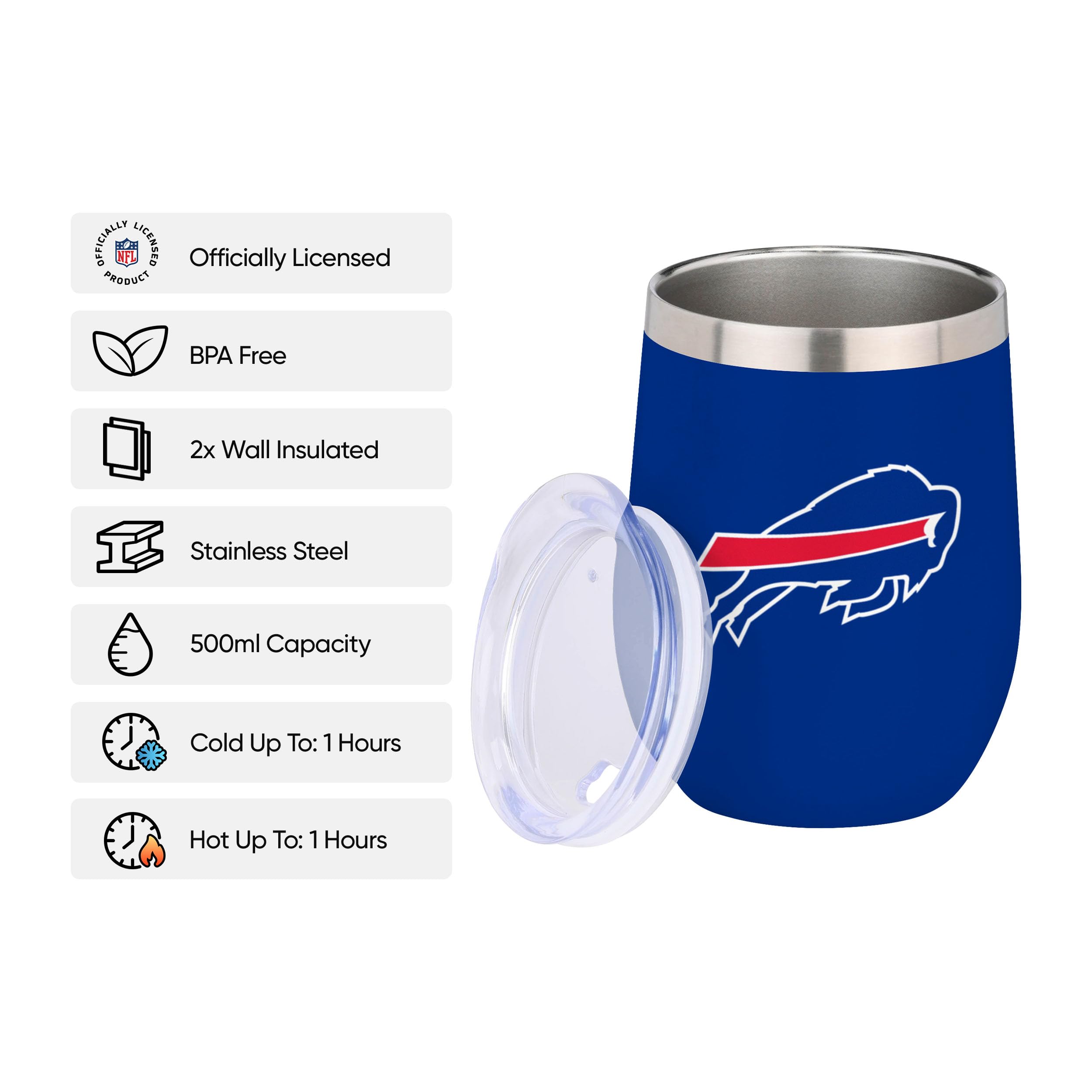 FOCO NFL Team Logo Insulated Travel Mug 12oz - Stainless Steel Unisex Mini Tumbler with Lid - Perfect for Coffee, Tea & Cold Drinks at Games, Office & Outdoor Adventures