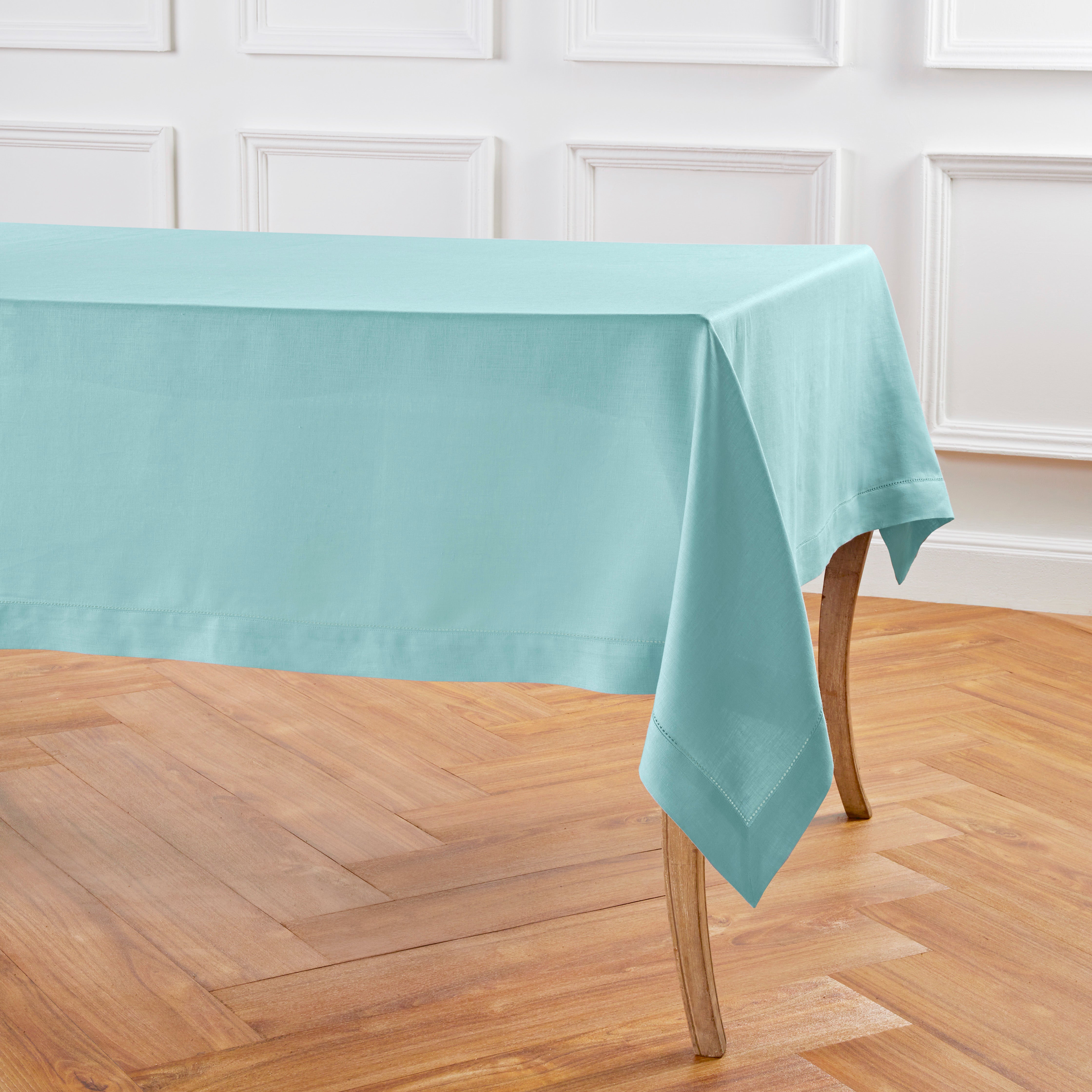 Elegant Classic Hemstitch Tablecloth - Premium Cotton Linen Table Cover for Dining Room, Wedding, Party & Special Occasions