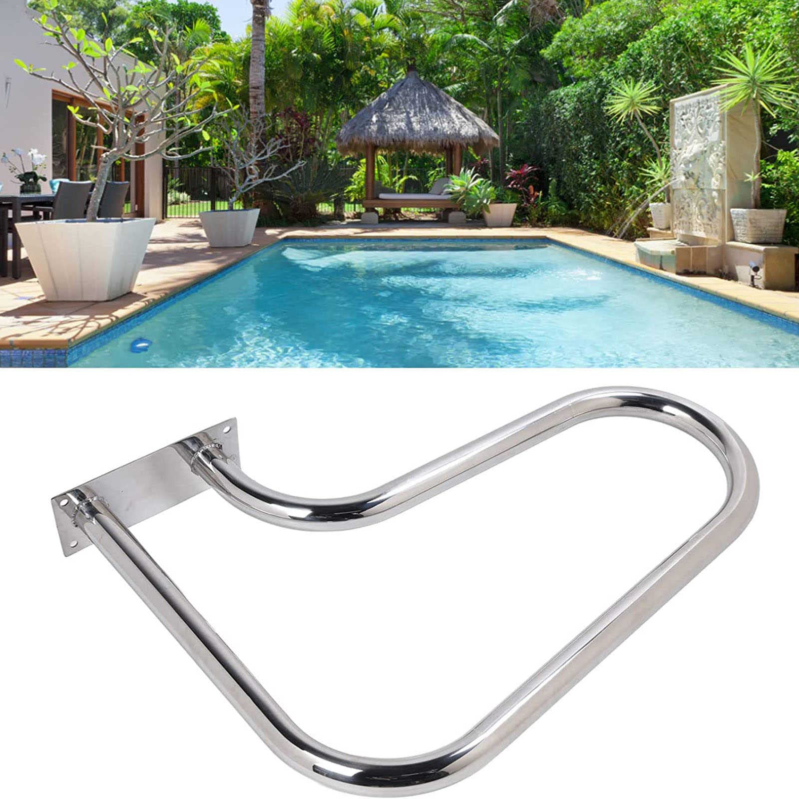 3-Bend Swimming Pool Safety Handrail - Deck Mounted Grab Rail for Inground Pools | Non-Slip Pool Ladder Handle for Safe Entry/Exit | Perfect for Elderly, Kids & ADA Compliance