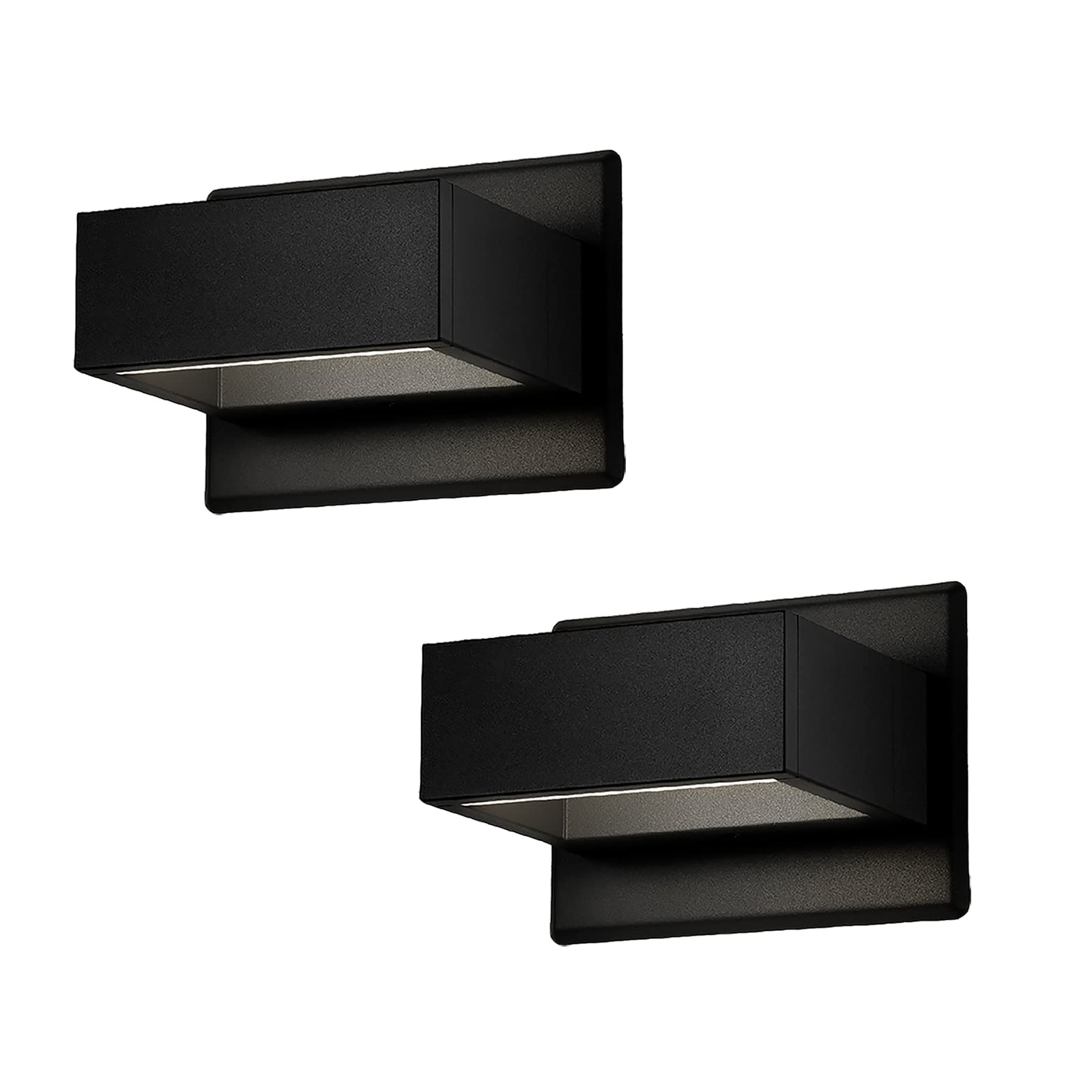 Lustrlach 2 Pack Black LED Outdoor Wall Lights - Waterproof Up Down Exterior Porch Light Fixture, Modern Aluminum Wall Sconce for House, Garden, Garage, Patio & Walkway - Perfect for Pathway Lighting, Entryway Illumination and Outdoor Decor