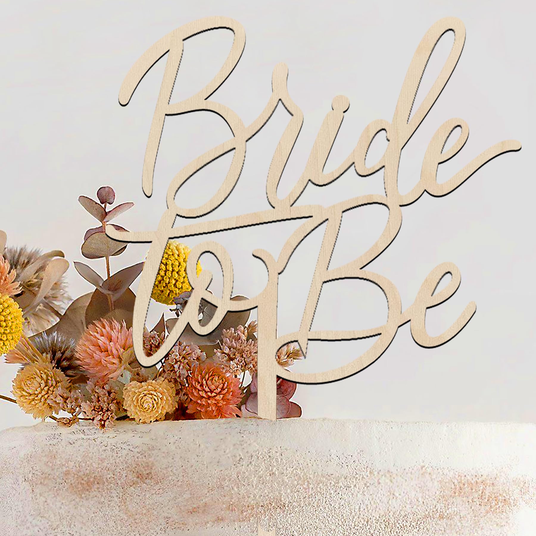 Rustic Wood Wedding Cake Topper for Bride - Natural Wood Color Bridal Shower Decoration, Bachelorette Party Cake Decor - Perfect for Wedding Cakes, Bridal Showers & Bachelorette Celebrations