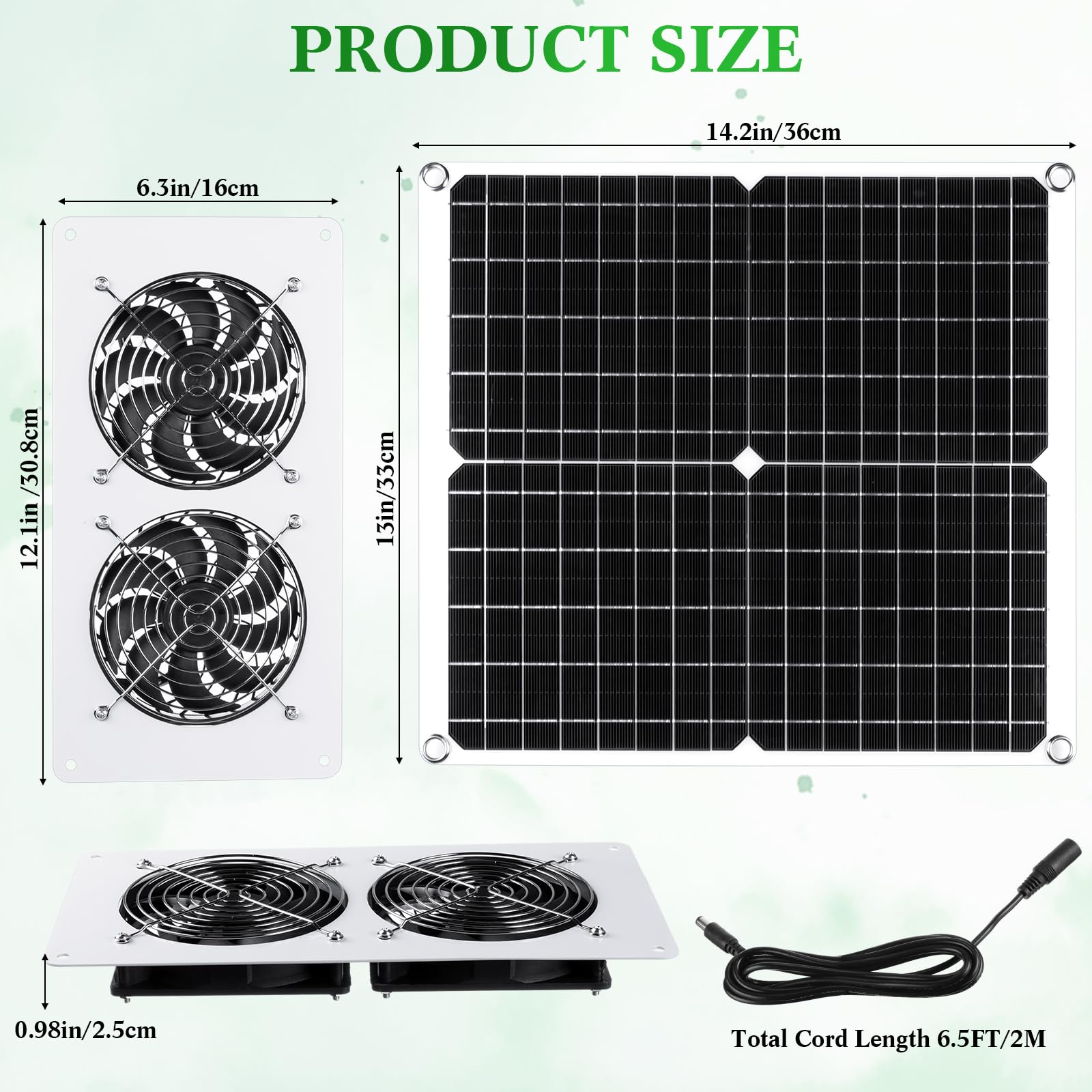 25W 12V Solar Panel Fan Kit - 2 Sets Waterproof Dual USB Portable Solar Exhaust Fan with Metal Shell for Greenhouse, Chicken Coop, Shed & Pet House | Outdoor Cooling & Ventilation Solution for Gardens, Barns & Animal Shelters