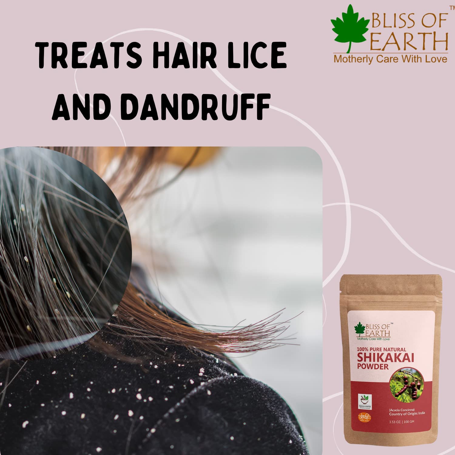 Bliss of Earth™ 100% Pure Natural Shikakai Powder for Hair Growth | 2x100g Acacia Concina | Organic Hair Cleanser & Conditioner | Promotes Thicker, Stronger Hair | Perfect for Ayurvedic Hair Care & Natural Styling
