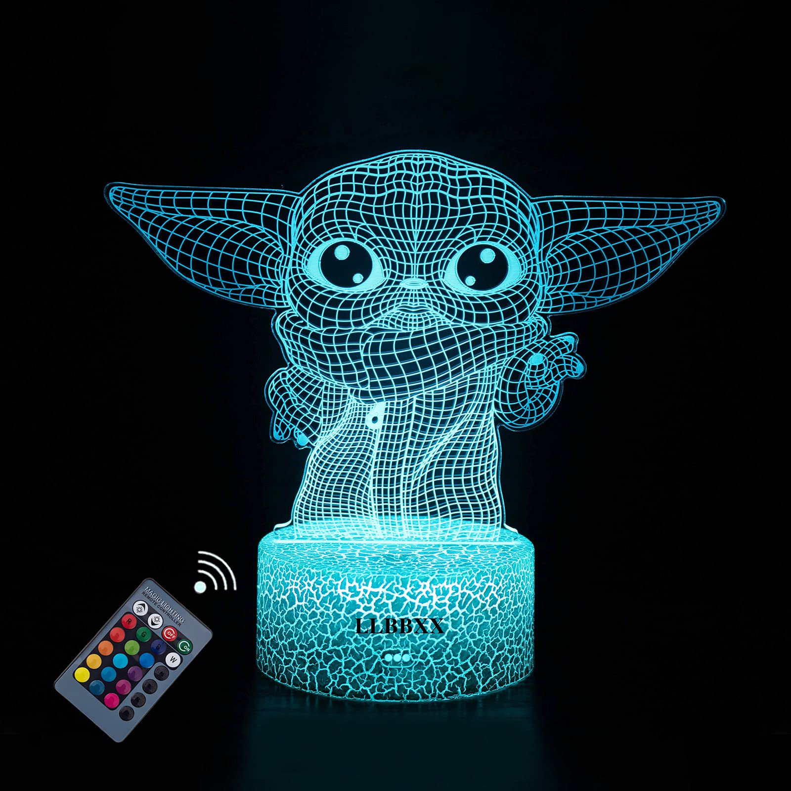 3D Night Light Baby Yoda Lamp - 16 Color Changing LED with Remote Control, USB Powered for Bedroom, Living Room & Bar Decor | Perfect Gift for Kids, Boys Birthday & Christmas | Star Wars Themed Nursery Light & Holiday Decoration