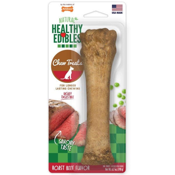 Nylabone Healthy Edibles Roast Beef Flavor Dog Chew Toy - Long-Lasting Dental Chew for Medium to Large Dogs - Perfect for Teething Puppies & Aggressive Chewers - Great for Indoor Play & Outdoor Adventures