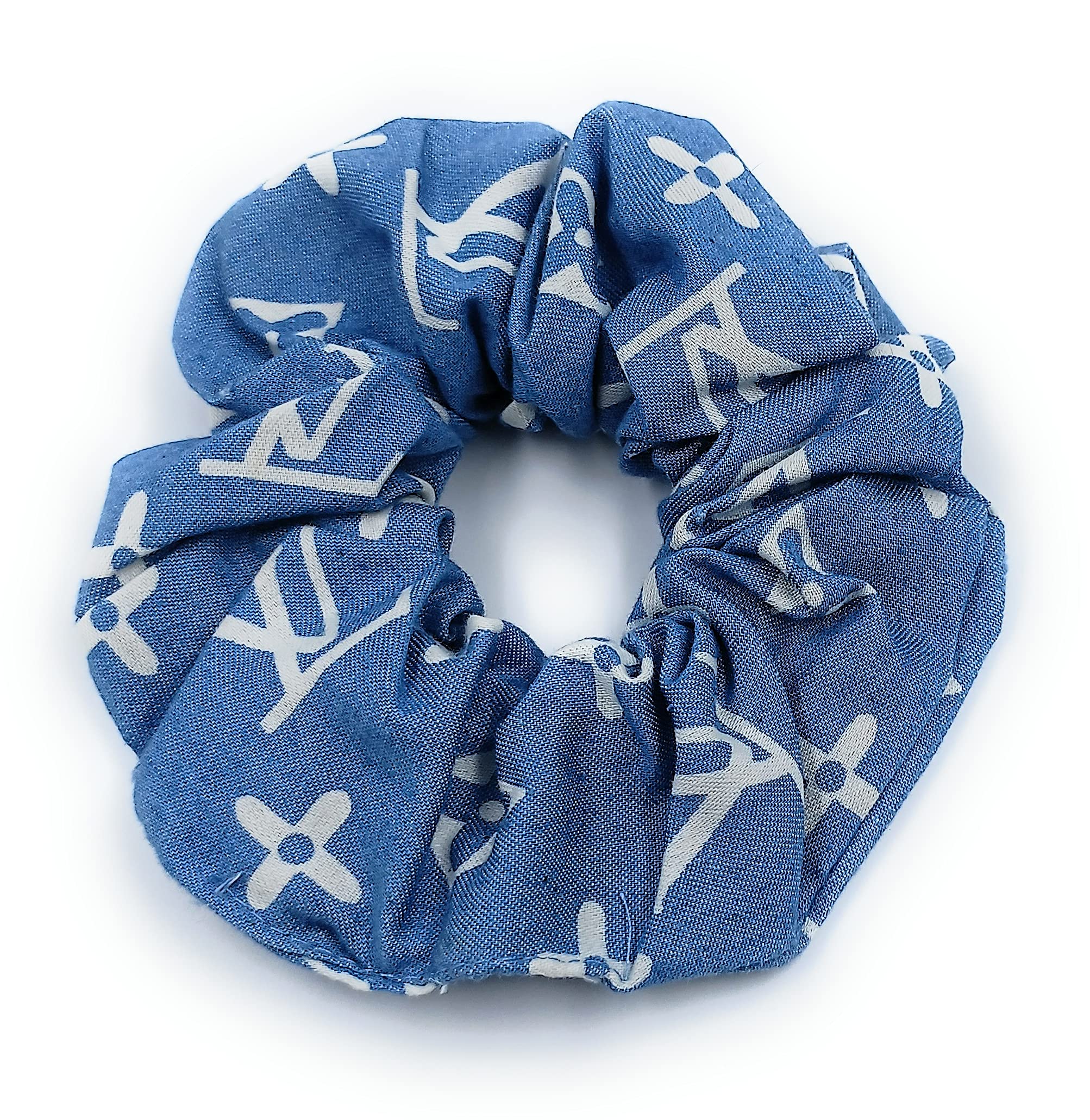 Fairytale Blue Denim Scrunchies - Elastic Hair Ties for Women & Girls, Fashion Hair Accessories for Ponytails & Buns - Perfect for School, Work & Everyday Style
