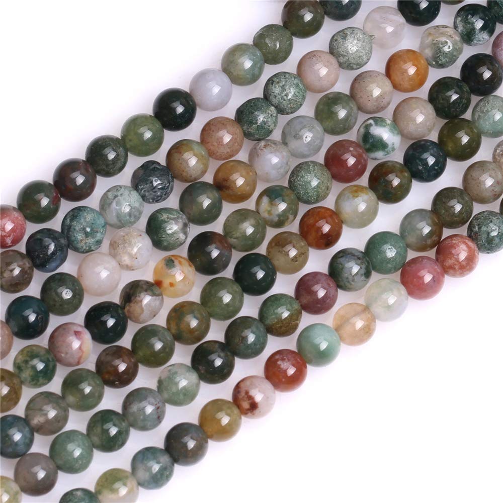 JOE FOREMAN 4mm Natural Indian Agate Beads for Jewelry Making - Semi-Precious Gemstone Round Beads 15 Inch Strand - Perfect for Bracelets, Necklaces & DIY Craft Projects