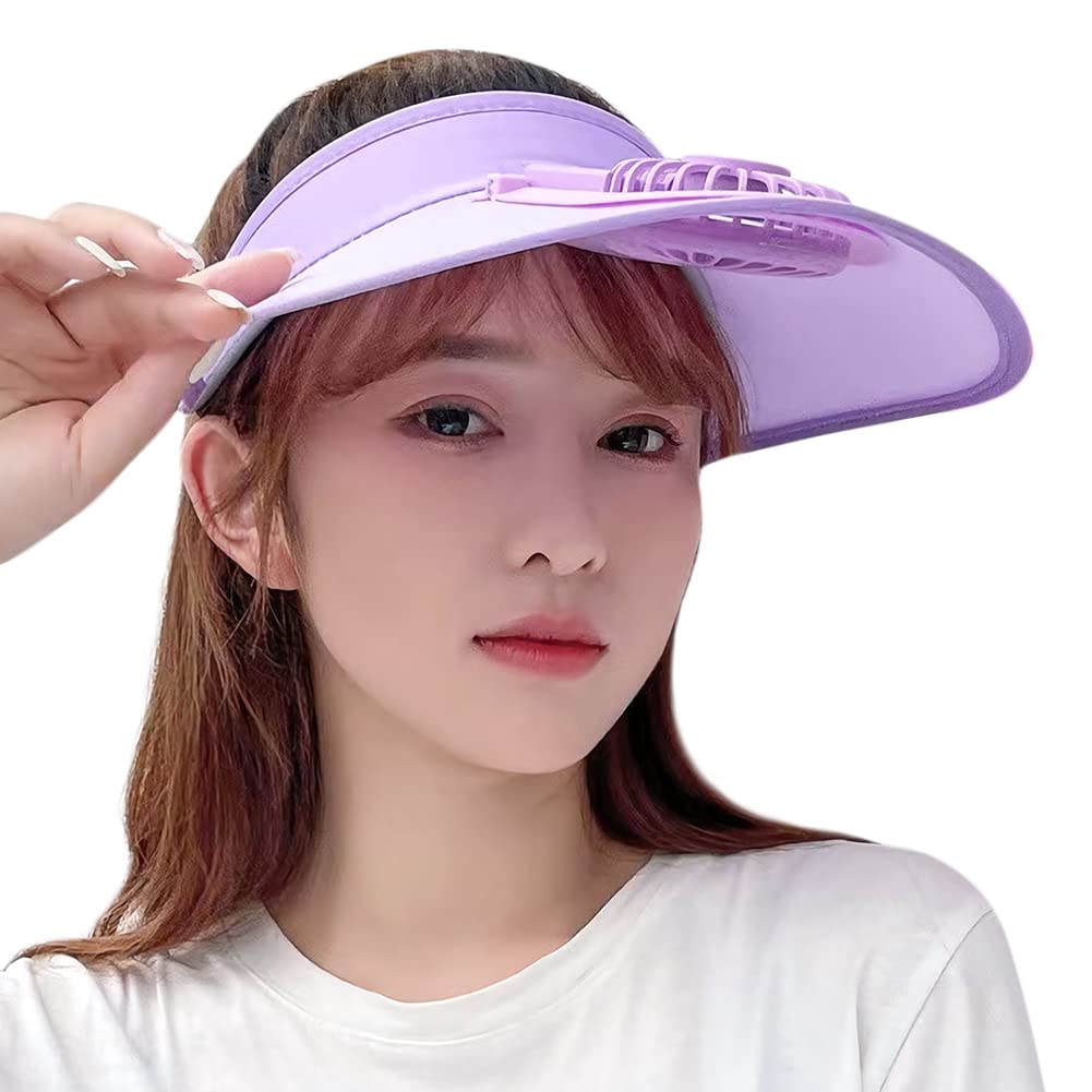 USB Rechargeable Sun Visor Hat with Cooling Fan - UPF50+ Wide Brim Sun Protection Hat for Women & Men - Perfect for Beach, Golf, Hiking and Outdoor Activities