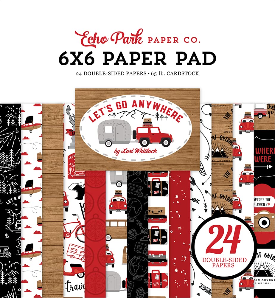 Let's Go Anywhere Scrapbook Paper Bundle - 12x12 Solid Paper Pack & 6x6 Double Sided Paper Pack for DIY Crafts, Card Making, and Memory Albums