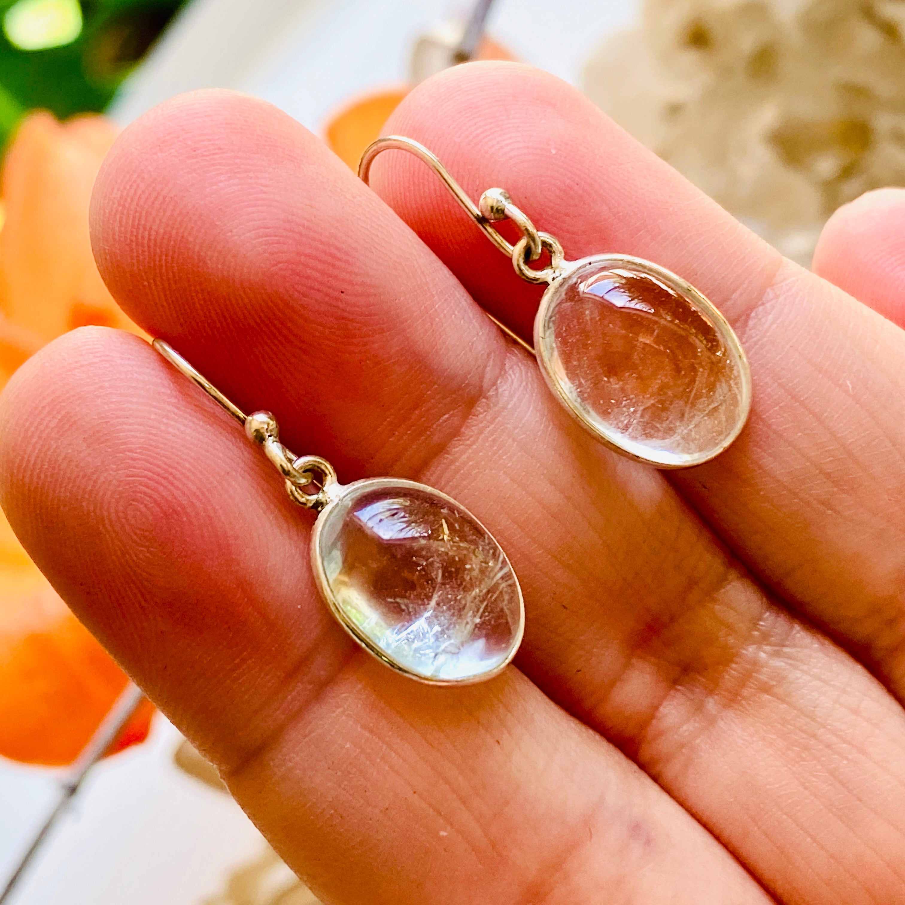 Natural Topaz Oval Cabochon Earrings for Women - Elegant Gemstone Jewelry for Daily Wear & Special Occasions