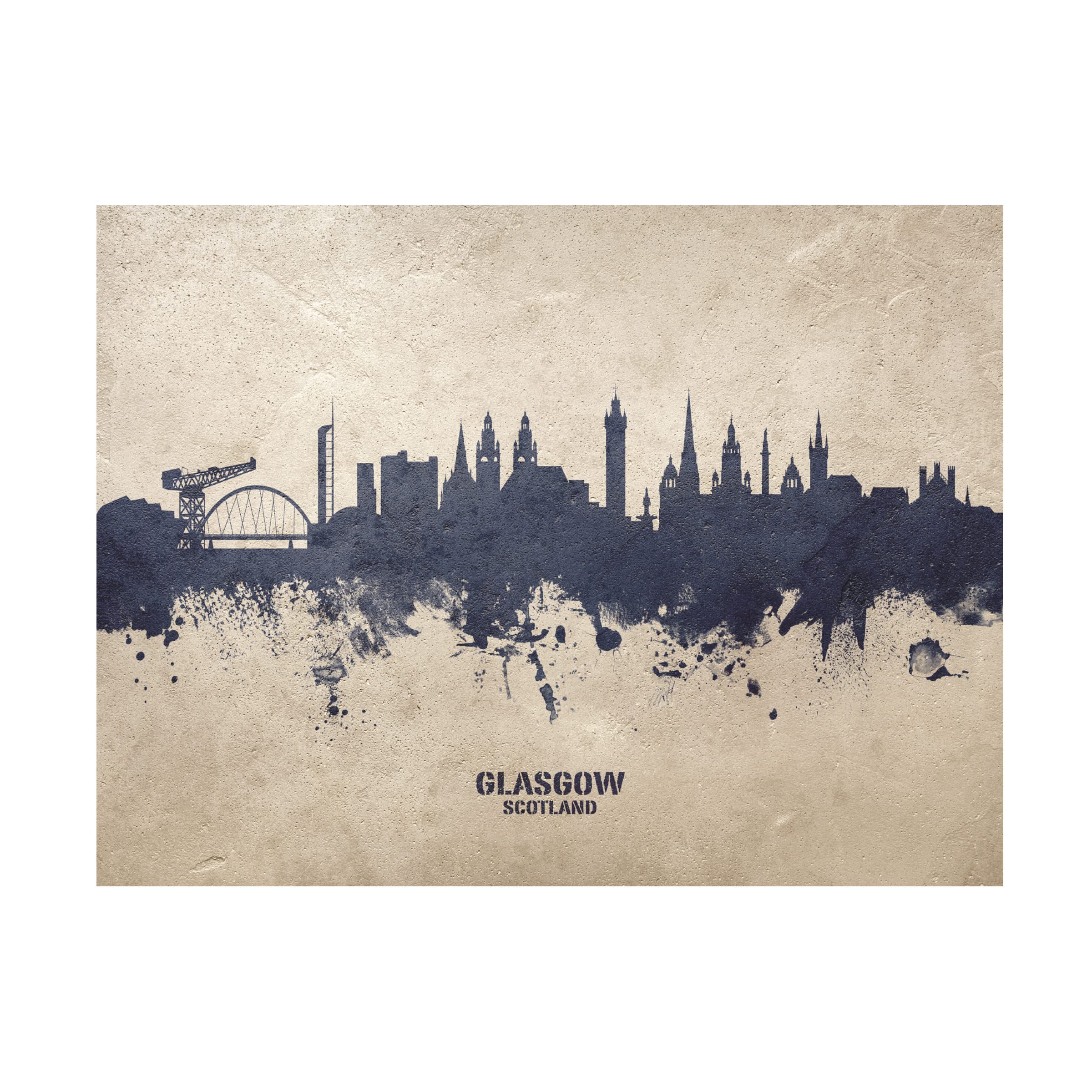 Michael Tompsett Glasgow Scotland Skyline Concrete Canvas Art Print - Modern Cityscape Wall Decor for Living Room, Office & Bedroom