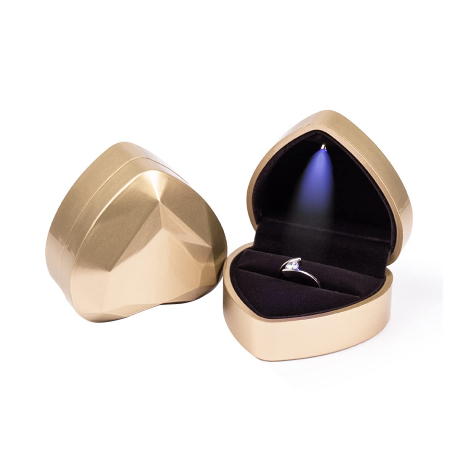 Heart-Shaped LED Jewelry Box with Display - Wedding Ring Storage, Jewelry Organizer & Decoration - Perfect for Engagement, Wedding, Birthday Gifts - SHANGMAOYO Jewelry Case (Color: 4)