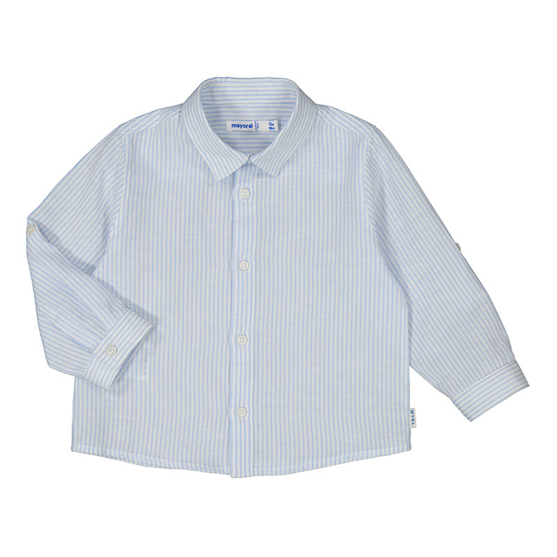 Mayoral Long Sleeve Linen Shirt for Baby Boys & Girls - Light Blue | Soft & Breathable Summer Outfit for Playdates & Family Photos